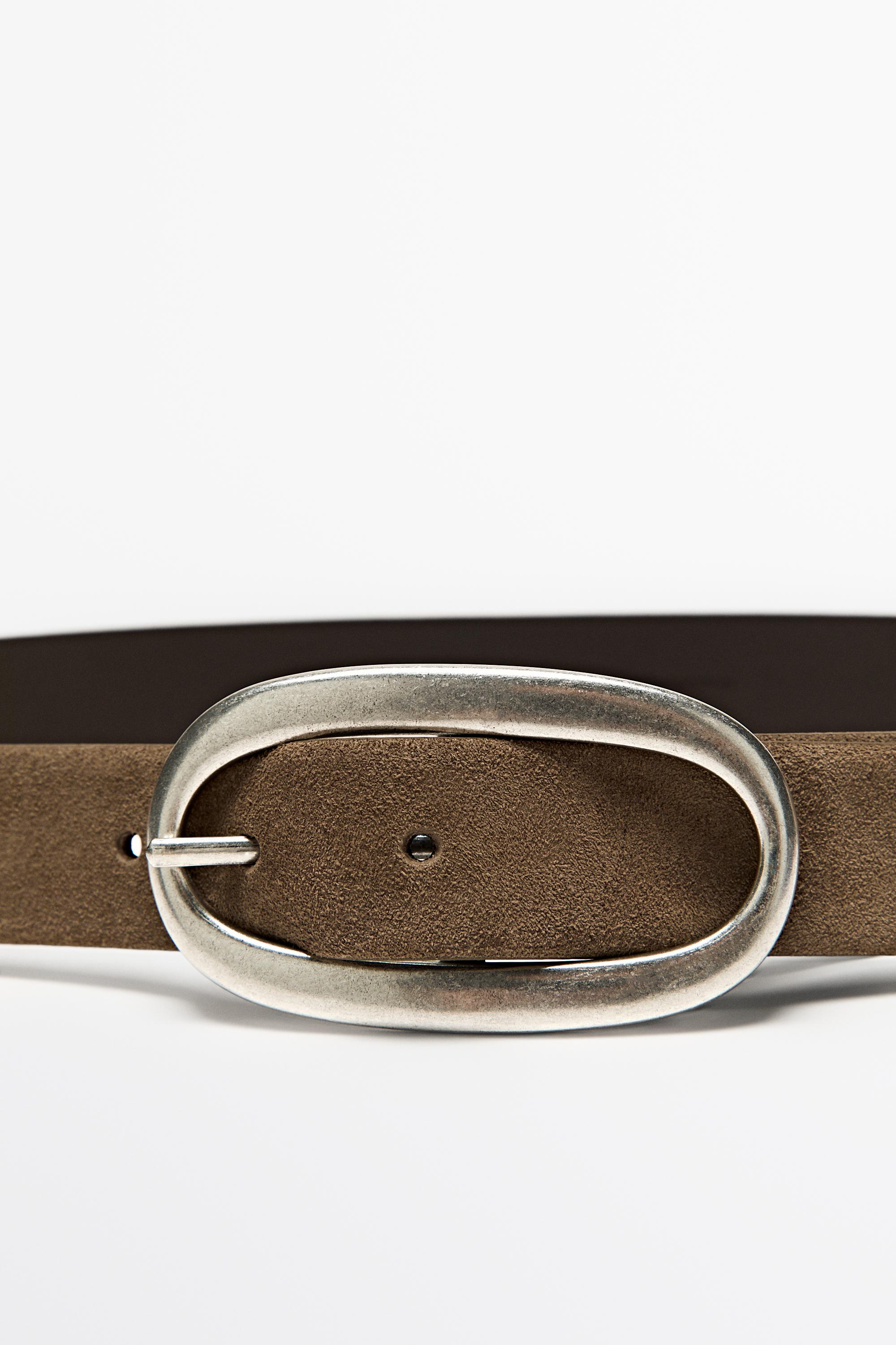 Split suede leather belt Mole Brown