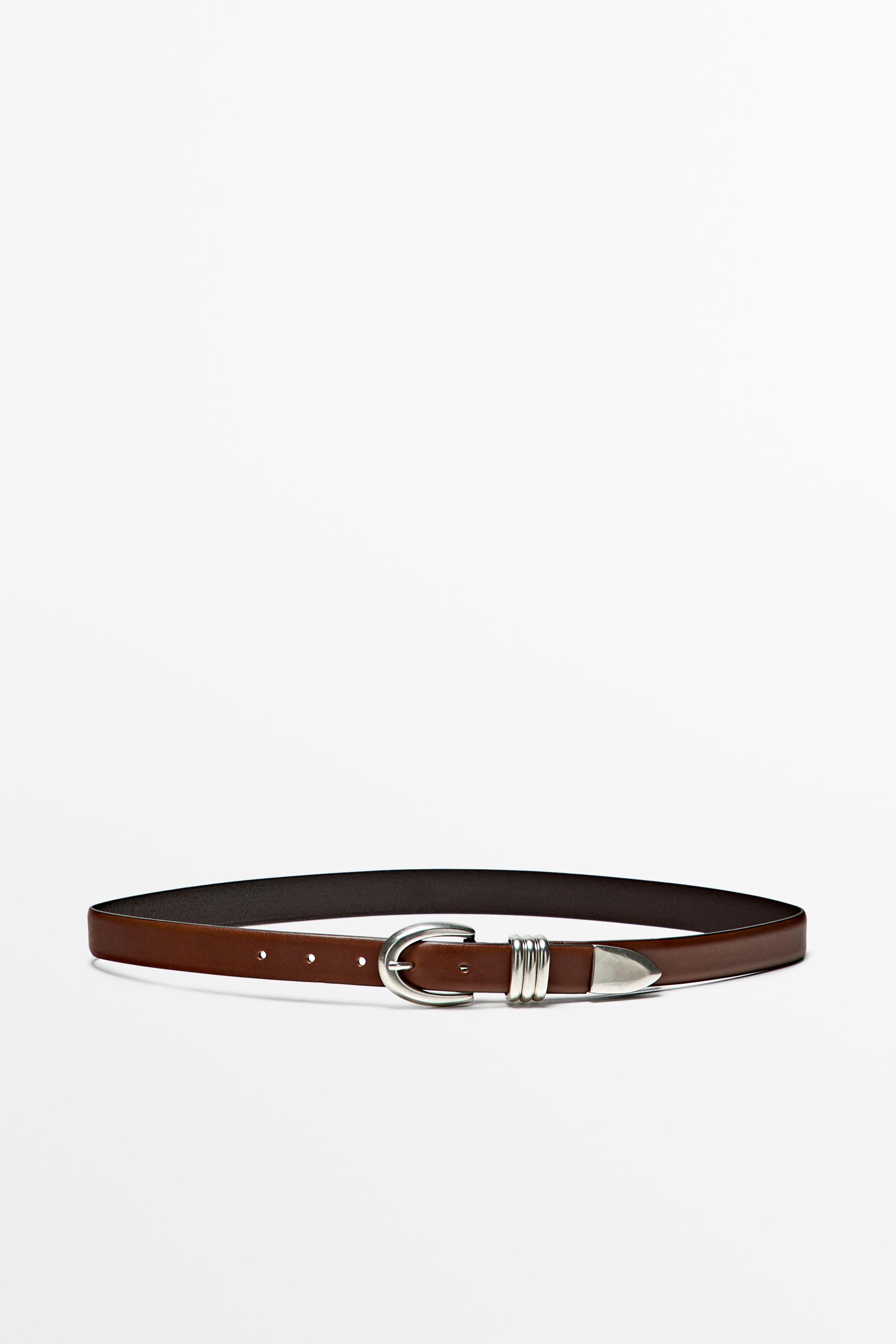 Nappa leather belt with metal detail Leather