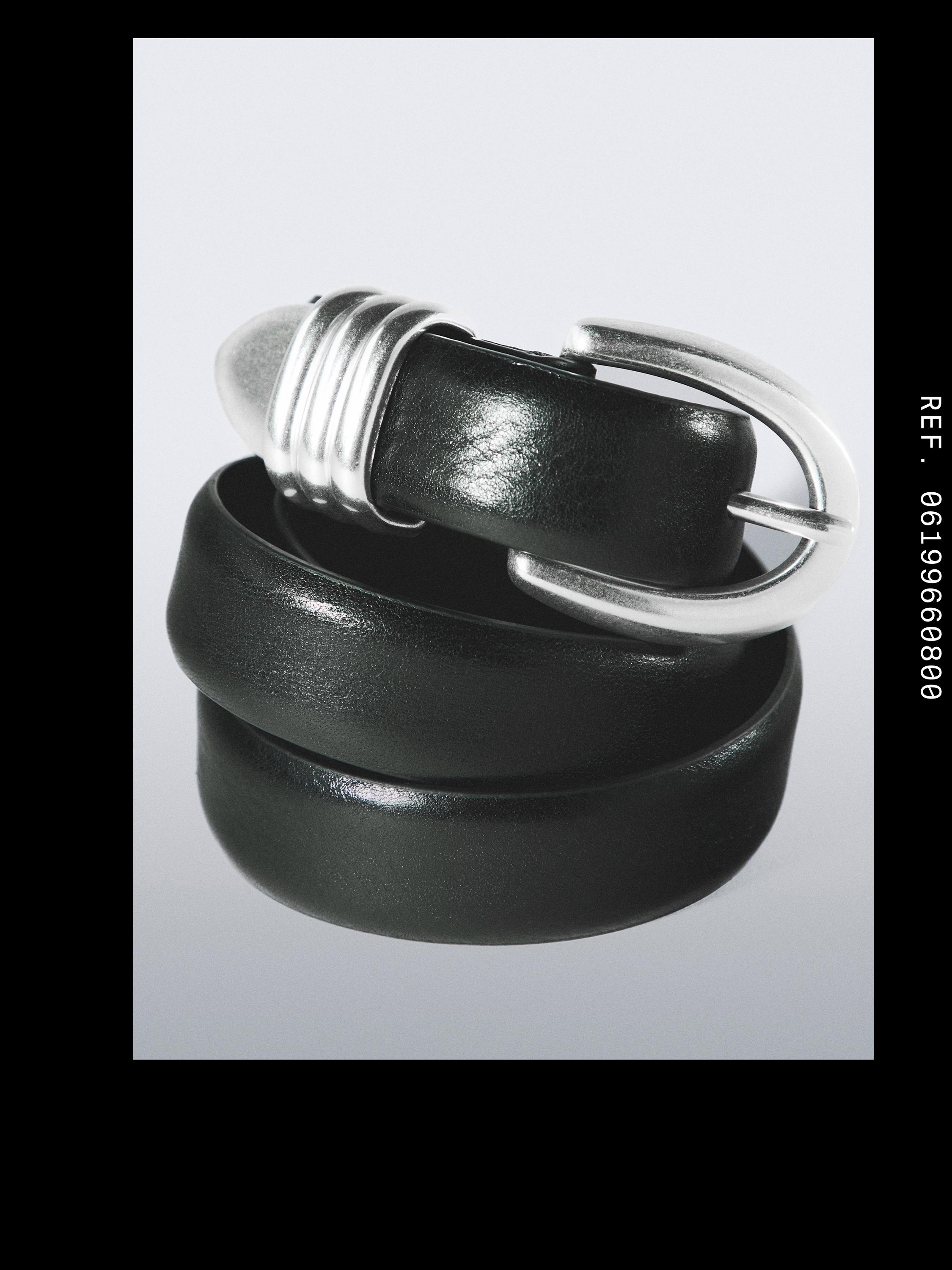 Nappa leather belt with metal detail Black