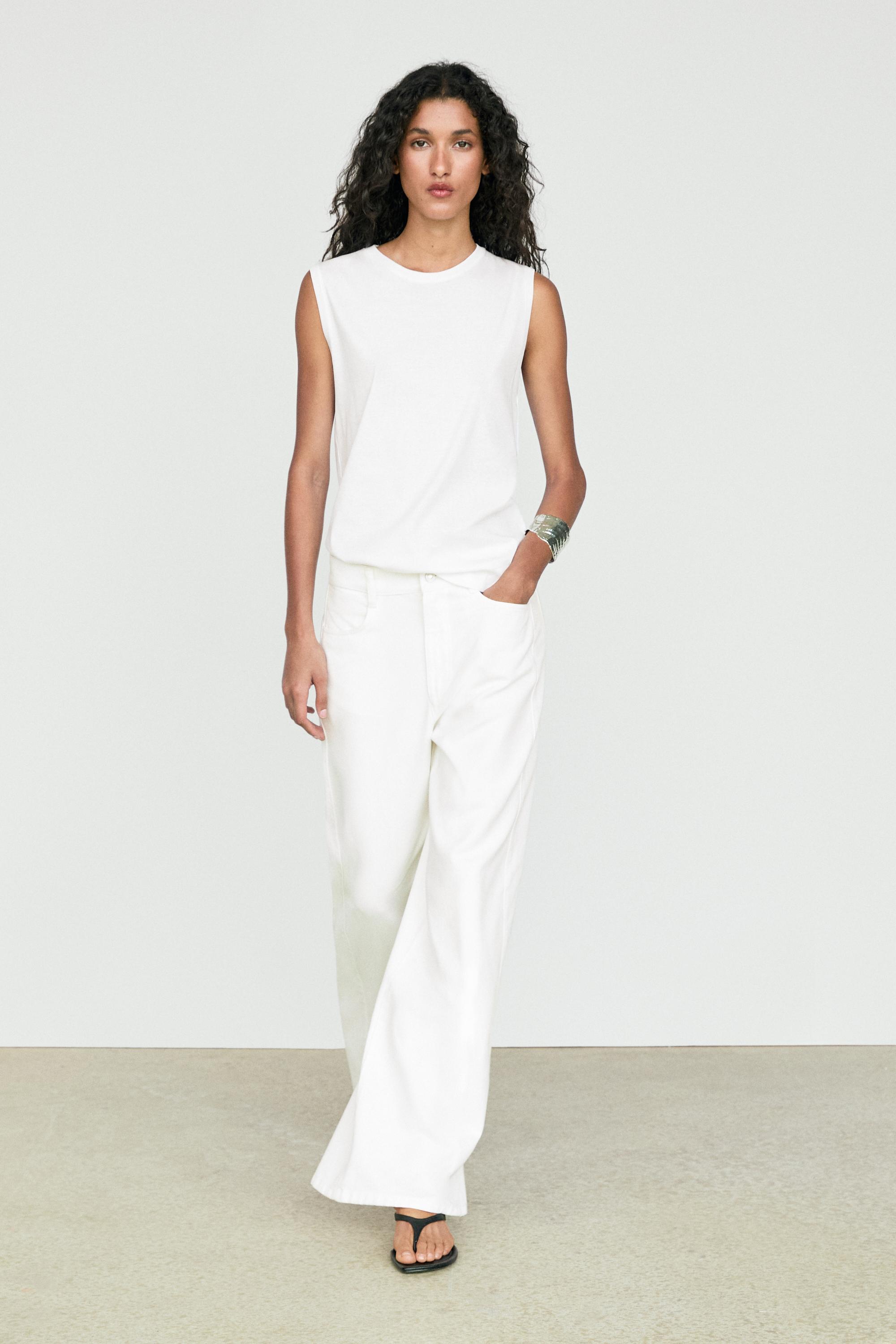 100% cotton sleeveless top White