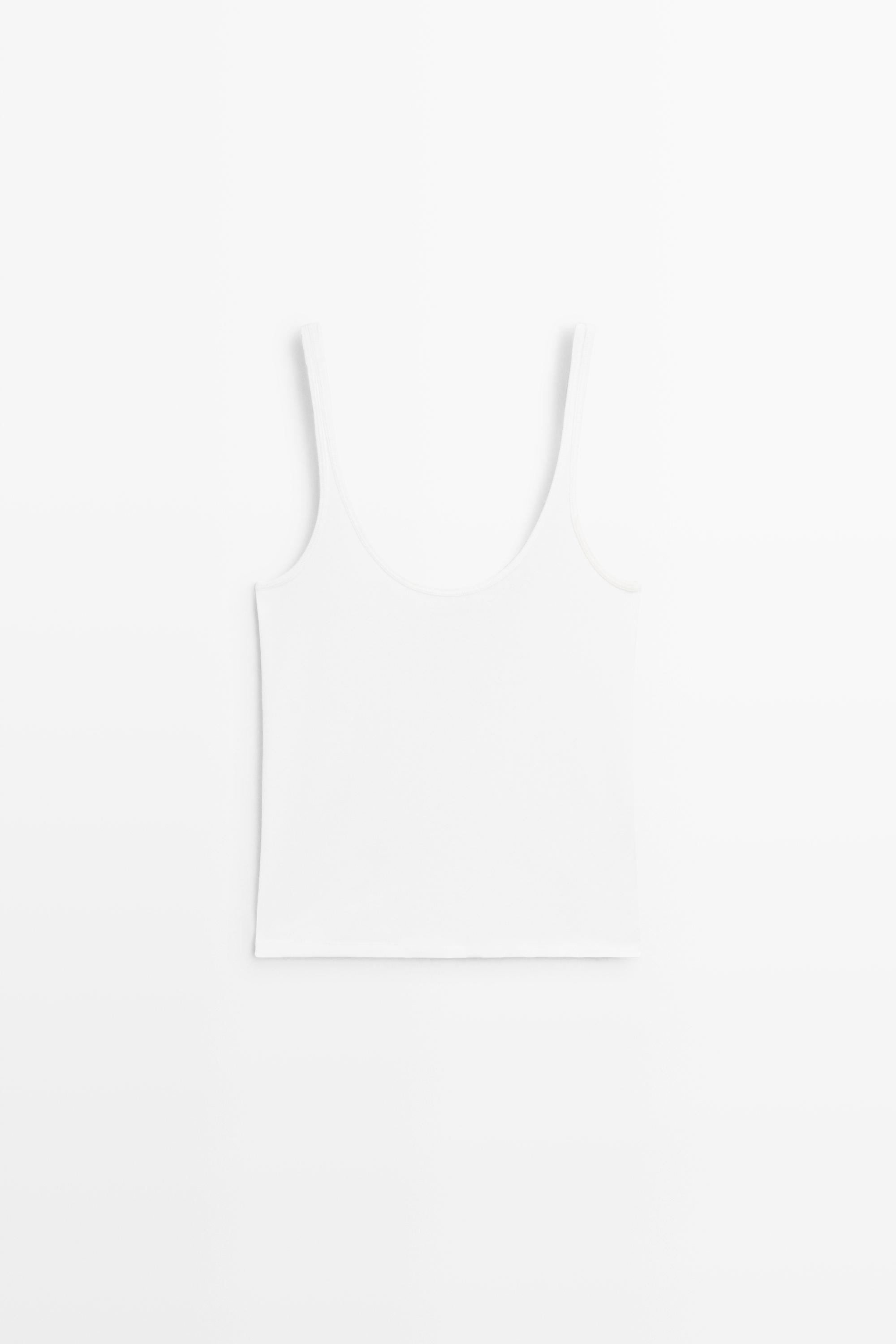 Strappy cotton blend top White