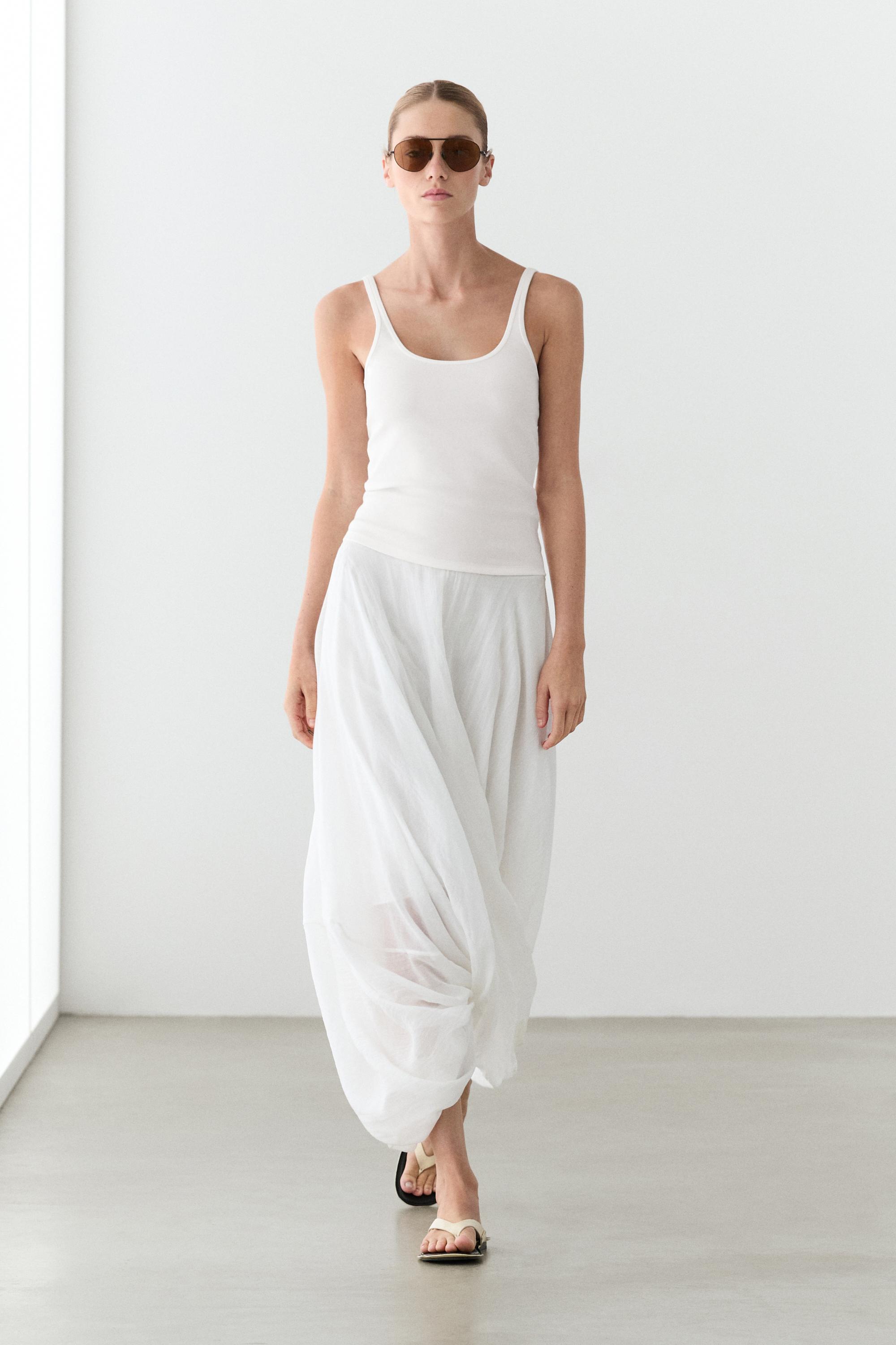Strappy cotton blend top White