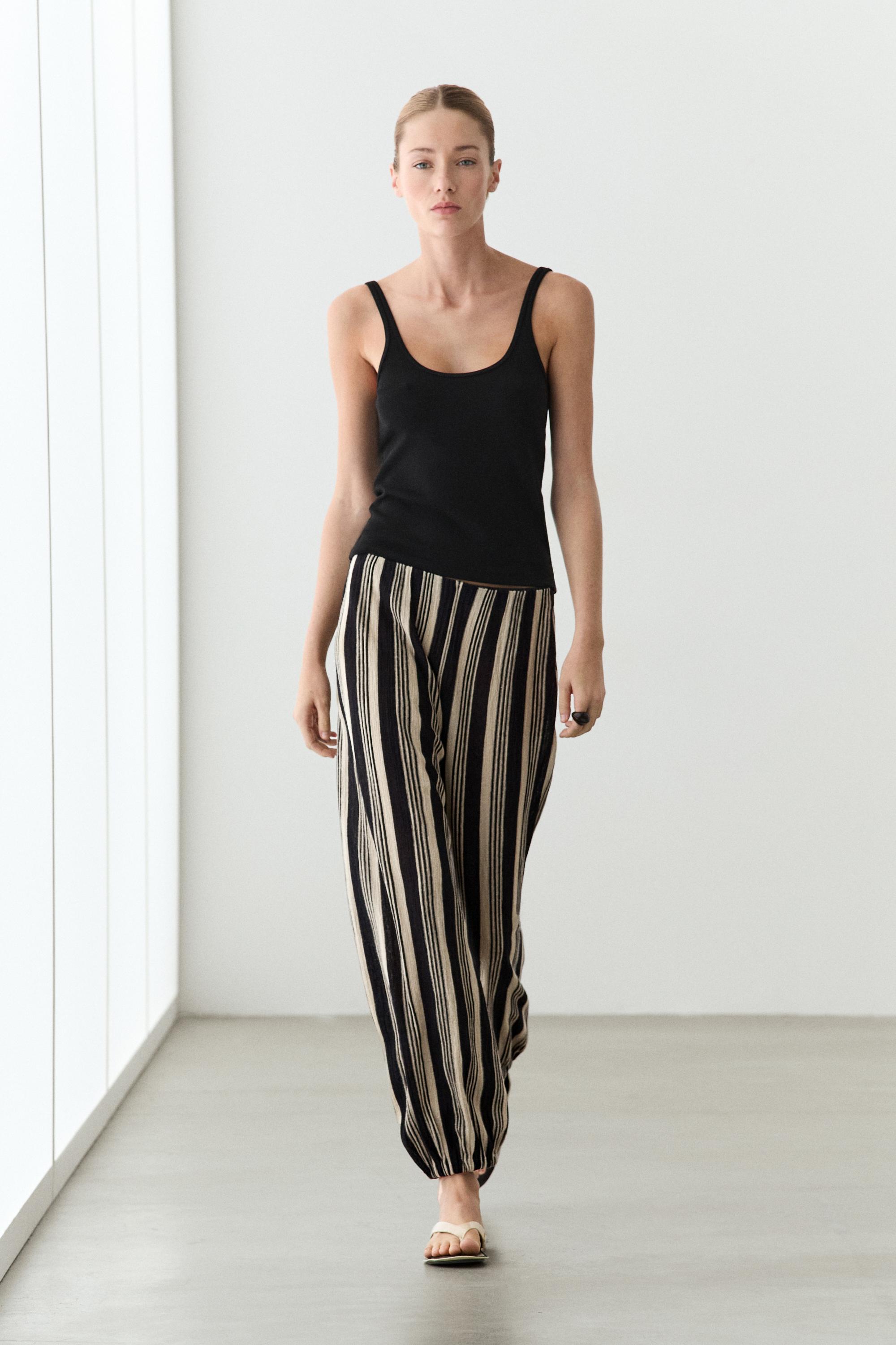 Strappy cotton blend top Black