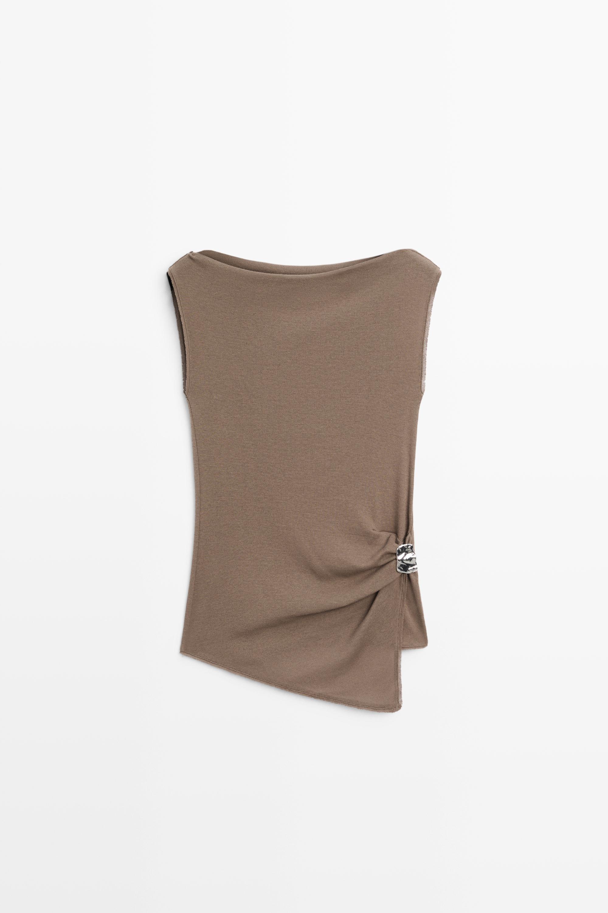 100% cotton knit top Mole Brown