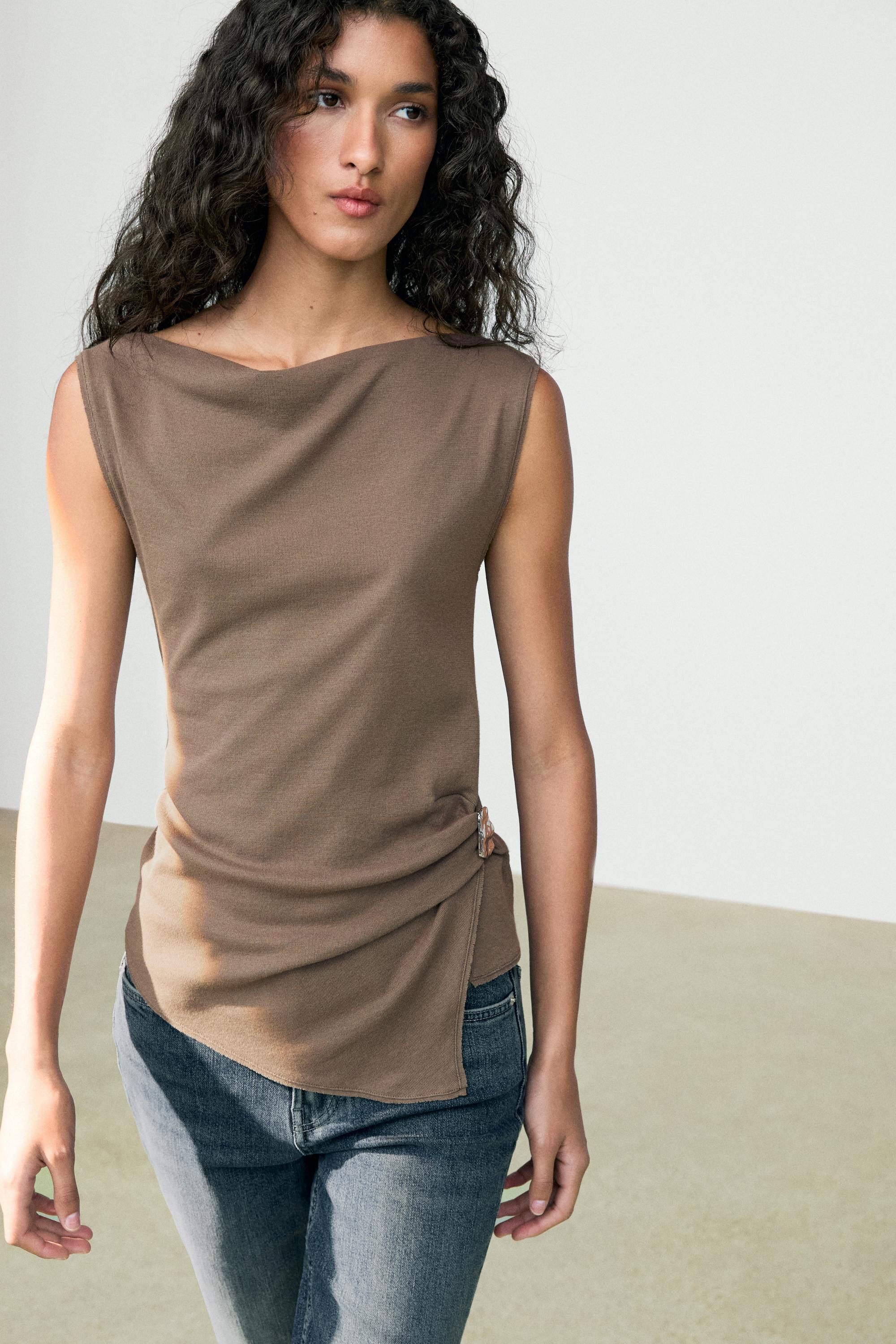 100% cotton knit top Mole Brown