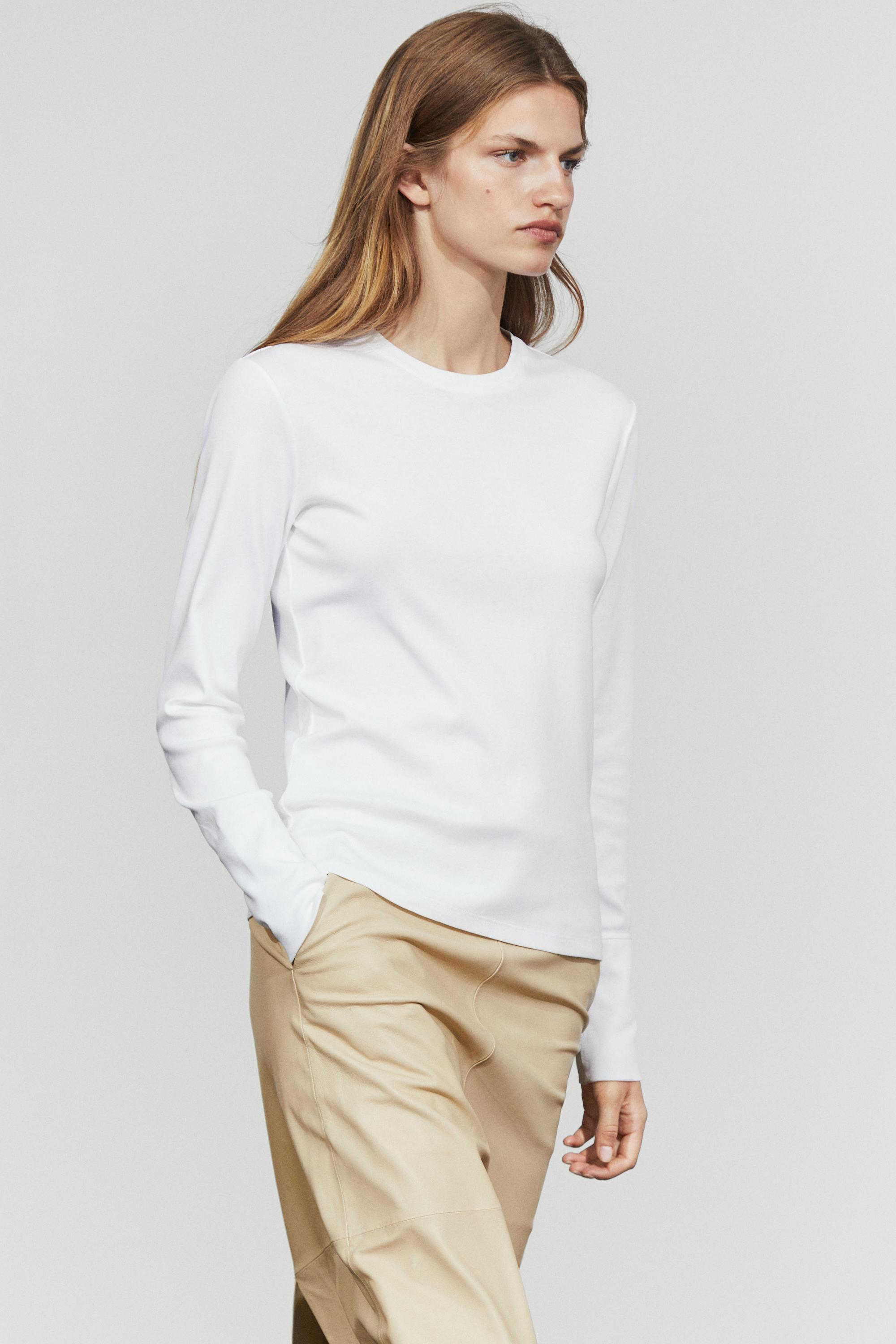 100% cotton long sleeve T-shirt Off White