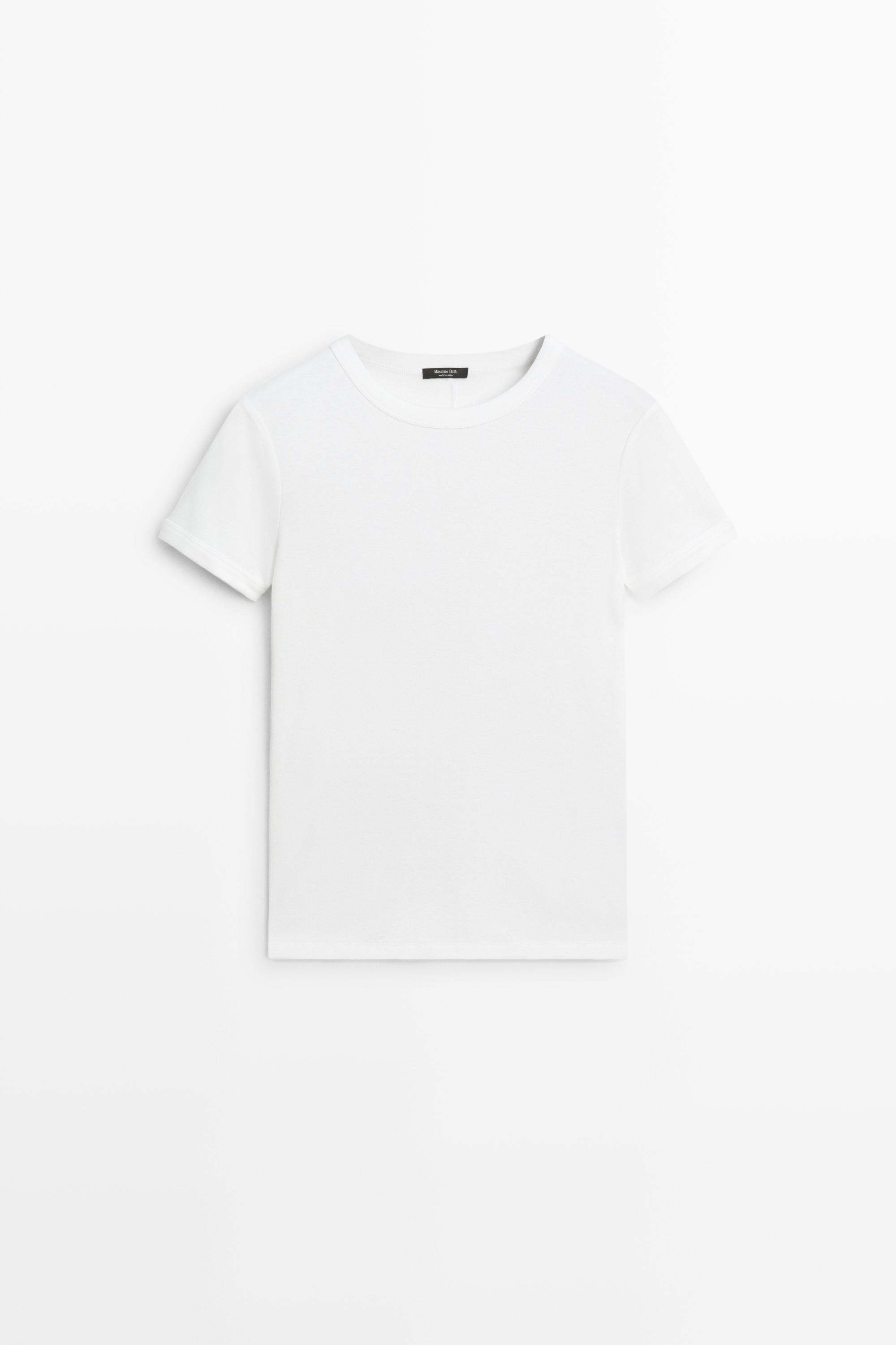 Ribbed short sleeve T-shirt Off White