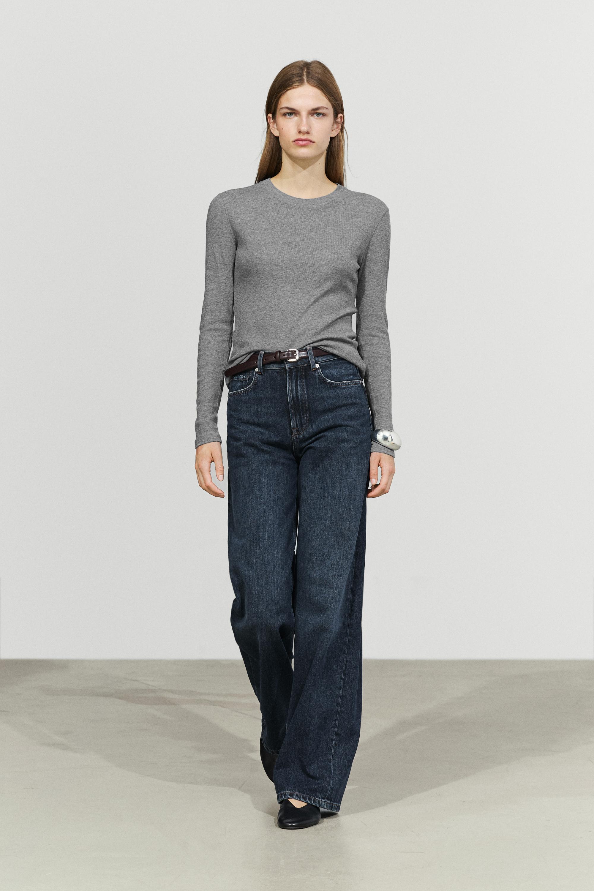 Cotton cashmere blend knit T-shirt Pale Grey