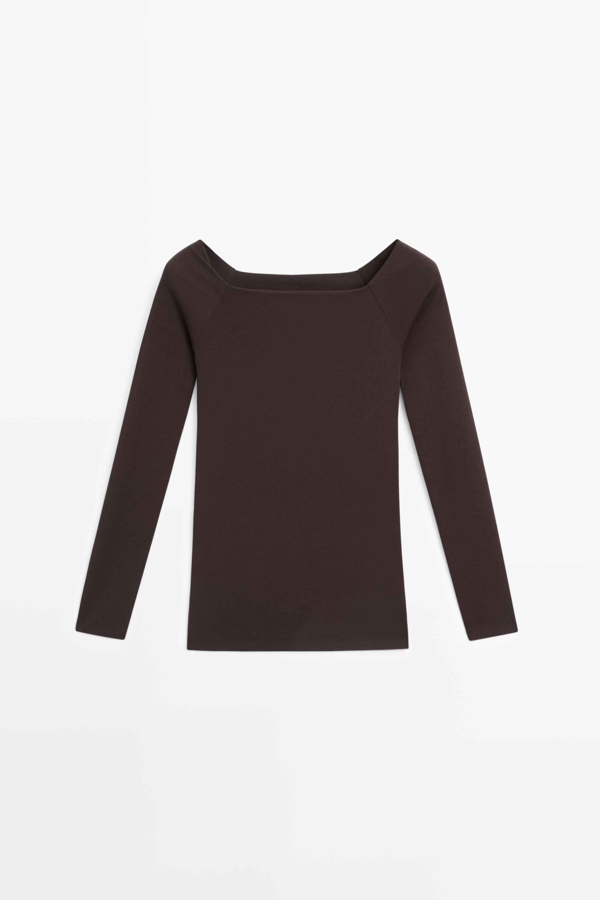 Stretch long sleeve top Brown