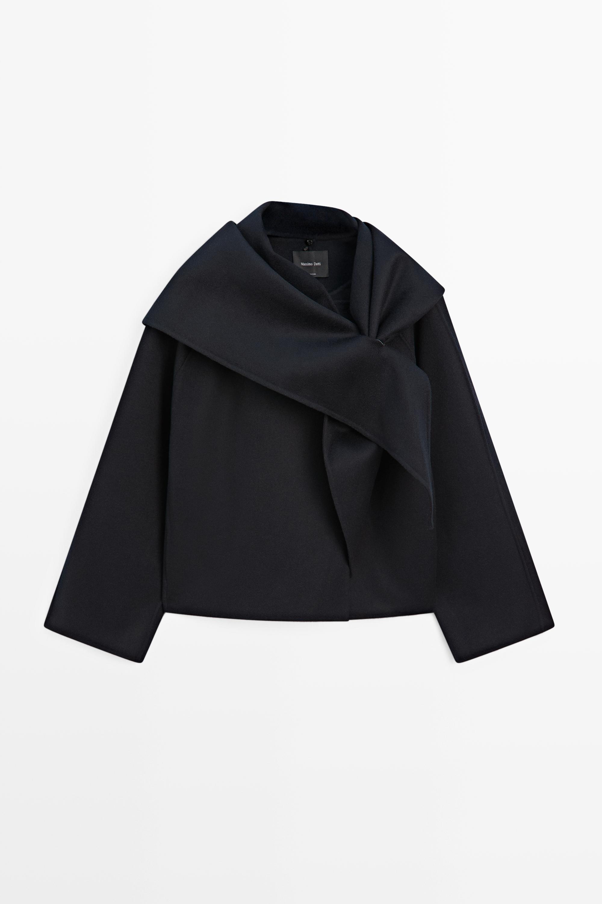 Short coat with scarf detail Navy Blue