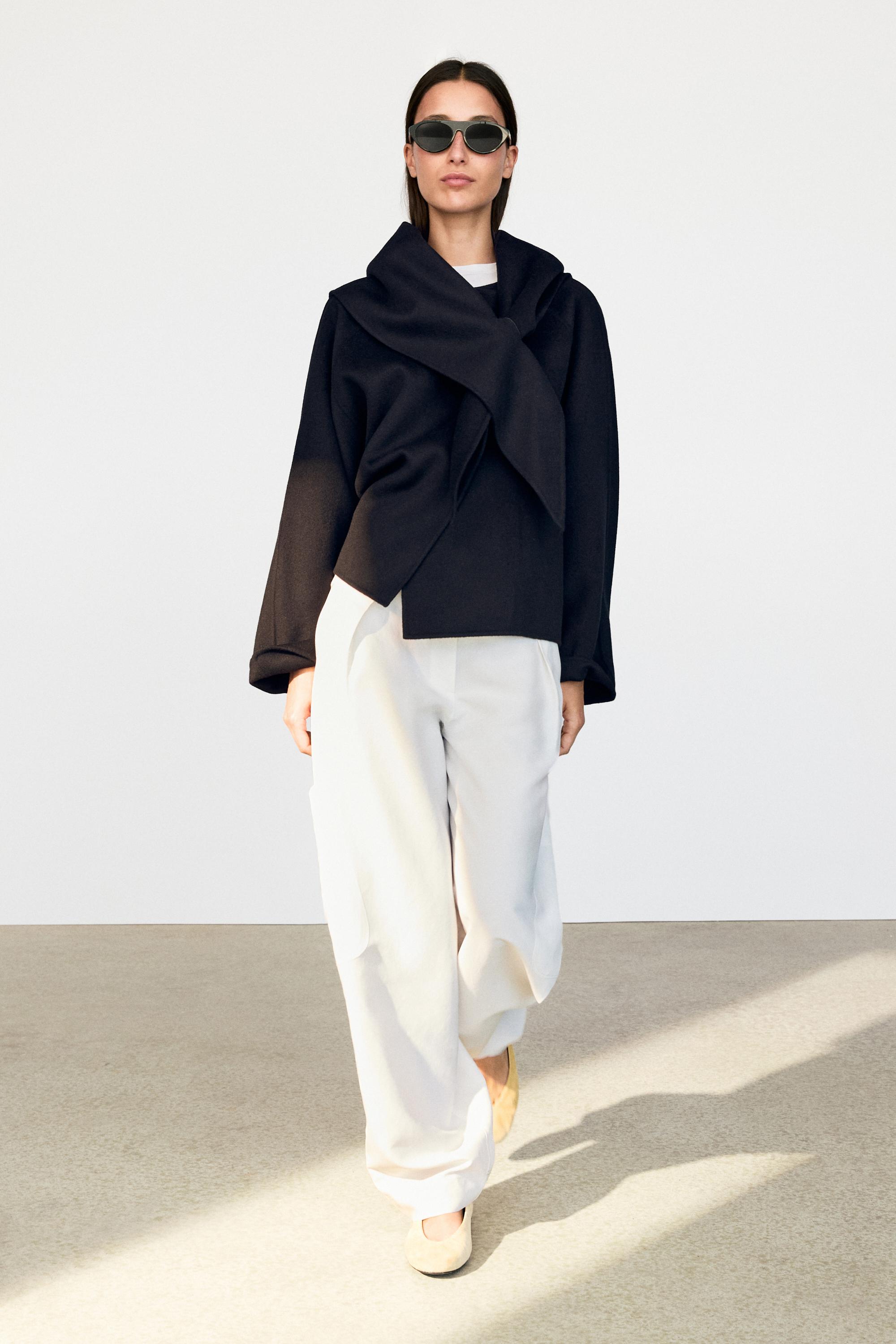 Short coat with scarf detail Navy Blue
