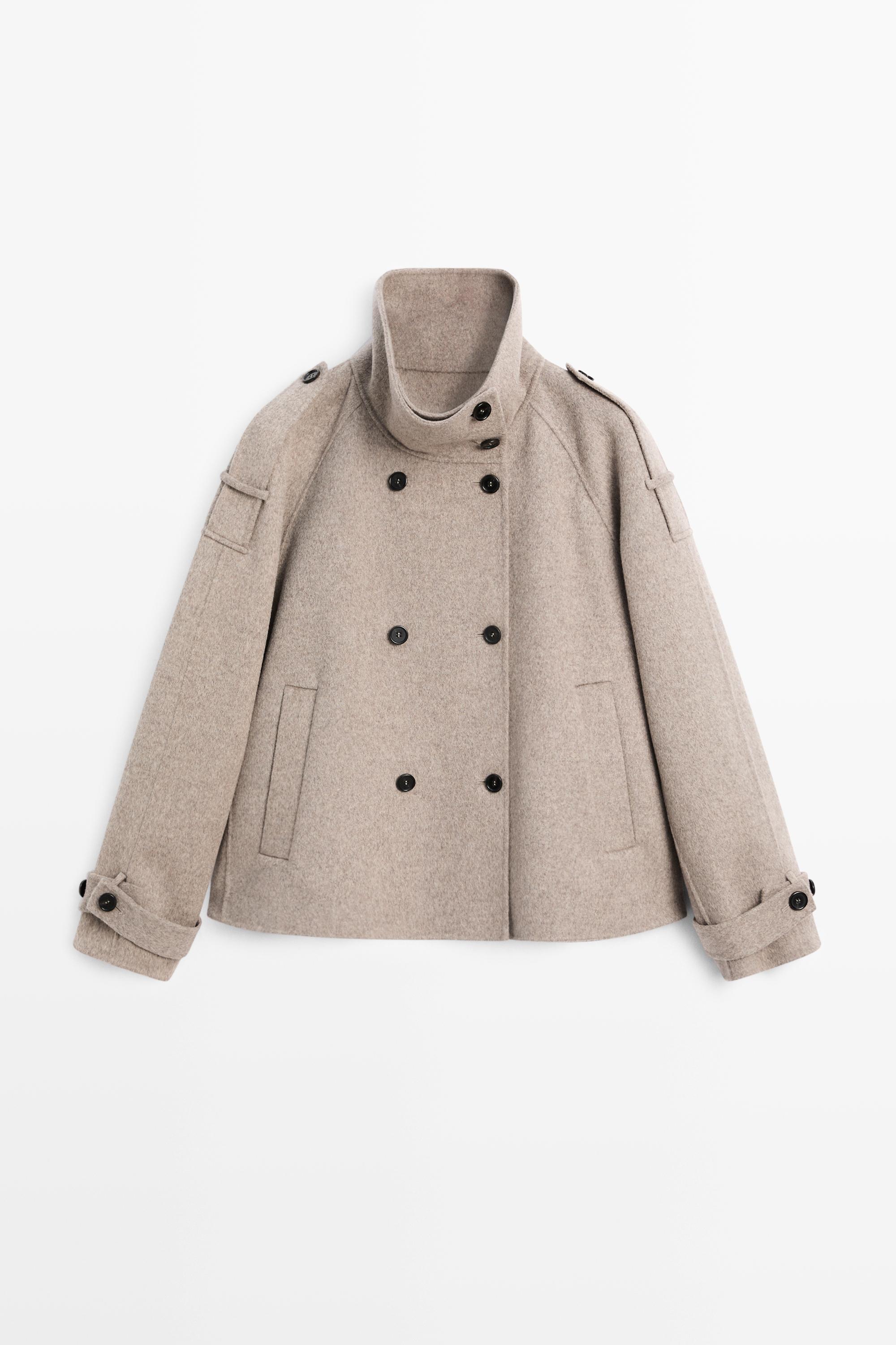 Cropped button detail trench coat Brown
