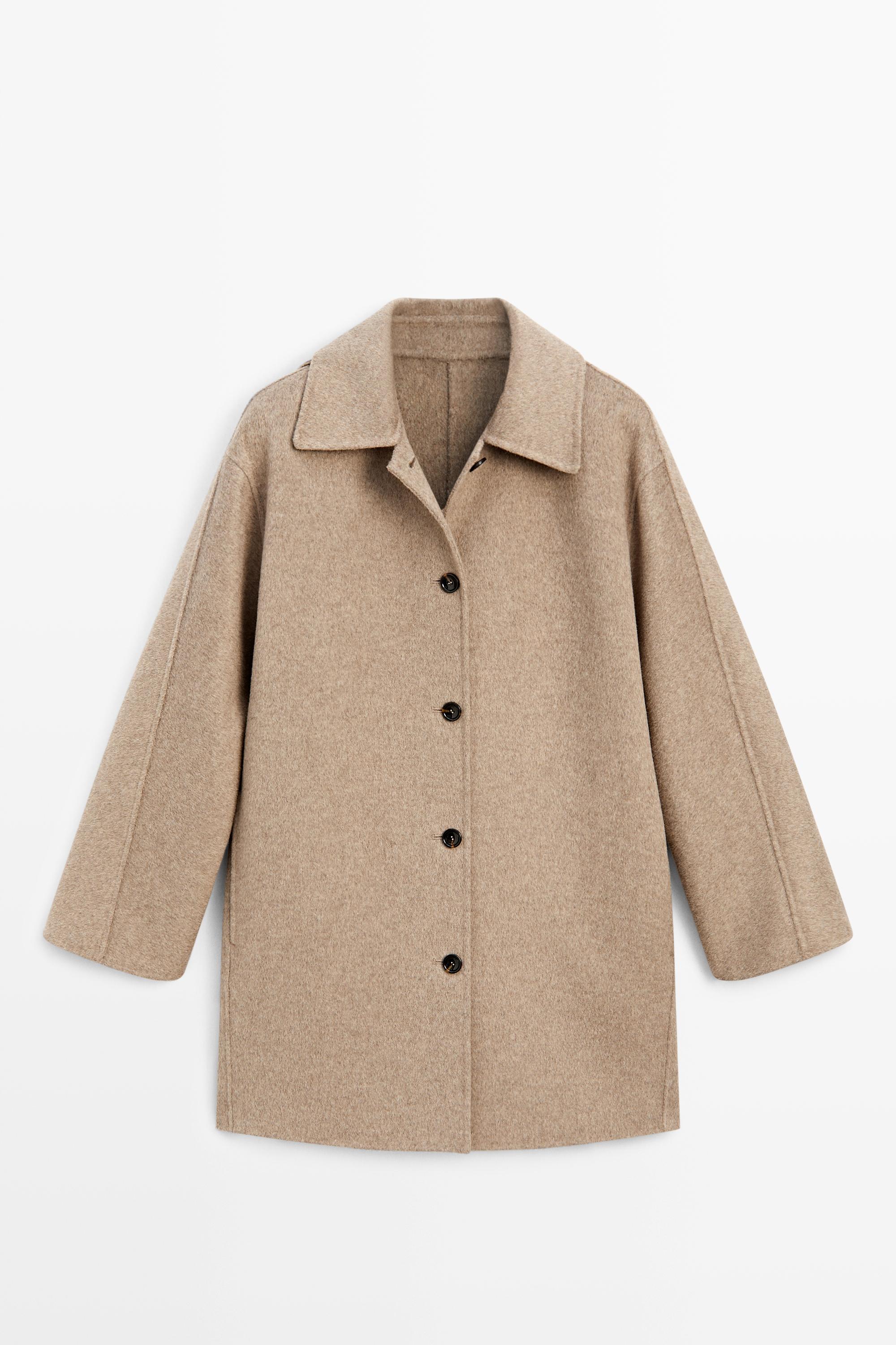 Melange coat with collar detail Taupe Grey