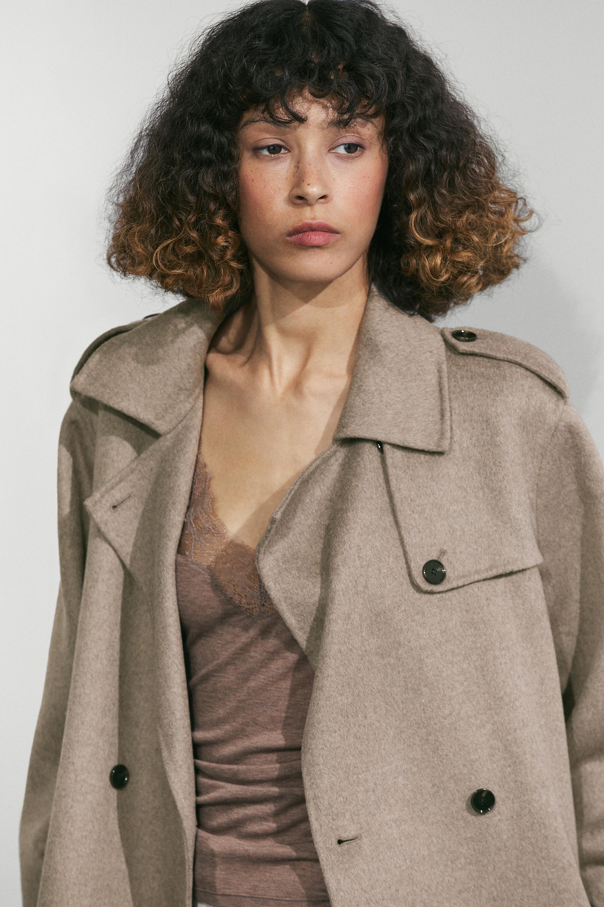 Long wool blend trench coat Grey