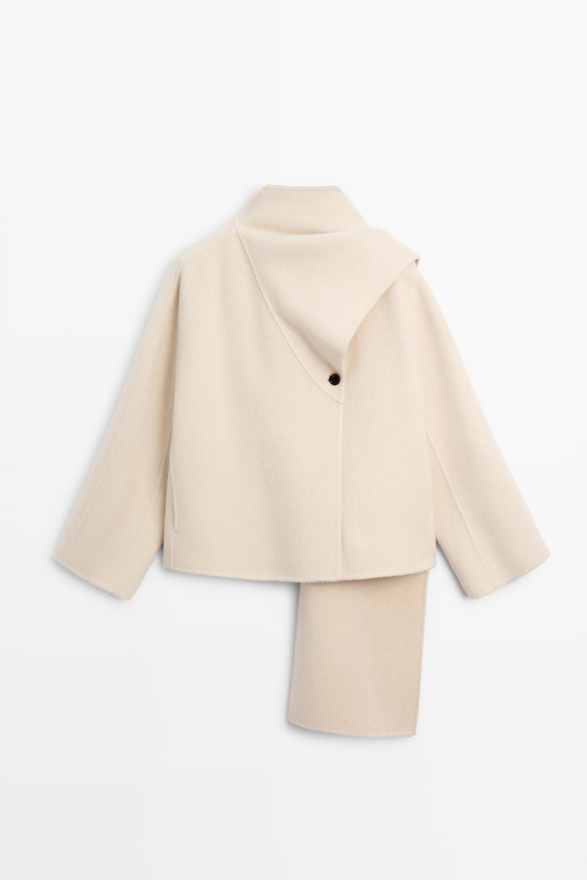 Short coat with scarf detail Off White