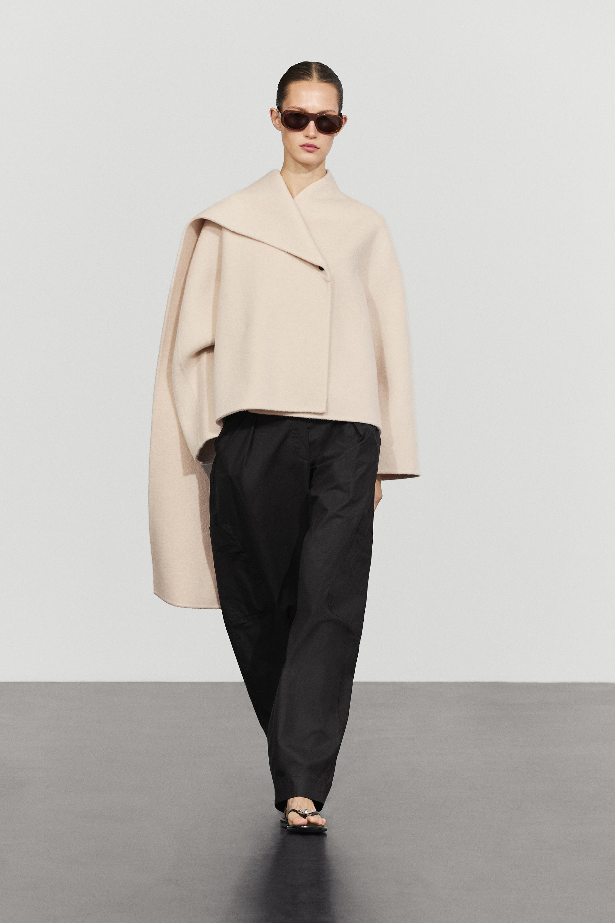 Short coat with scarf detail Off White