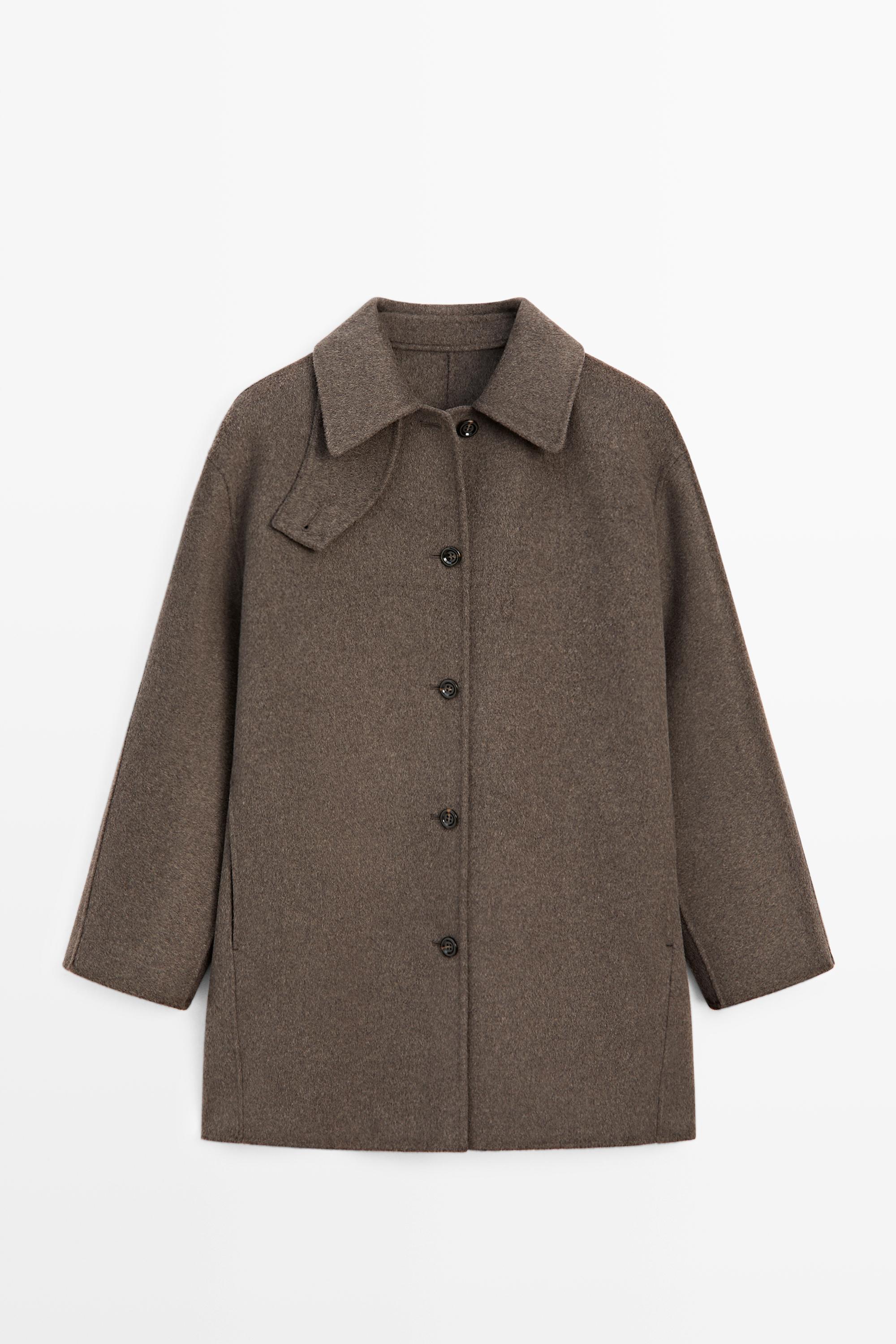 Melange wool blend coat Brown