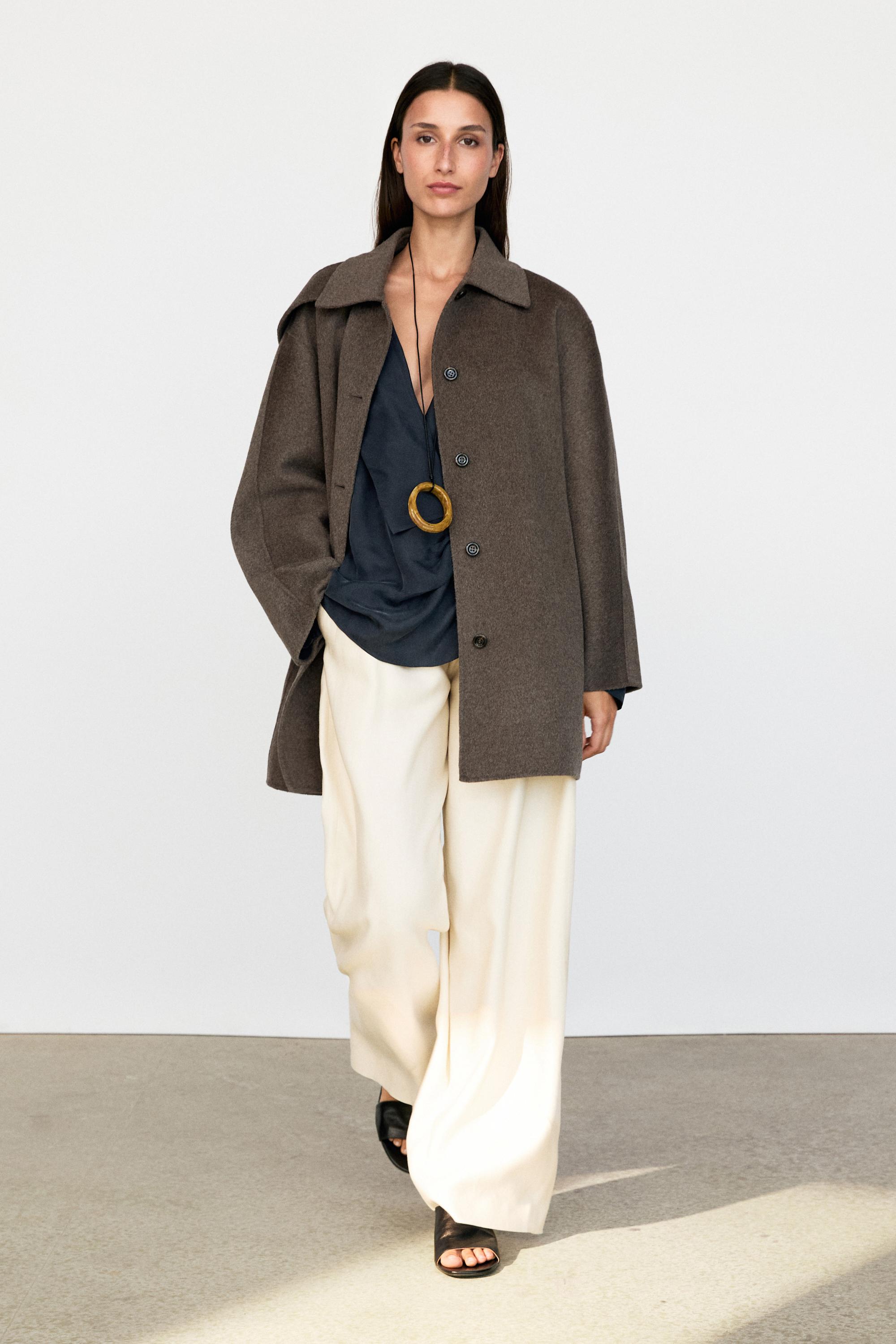 Melange wool blend coat Brown
