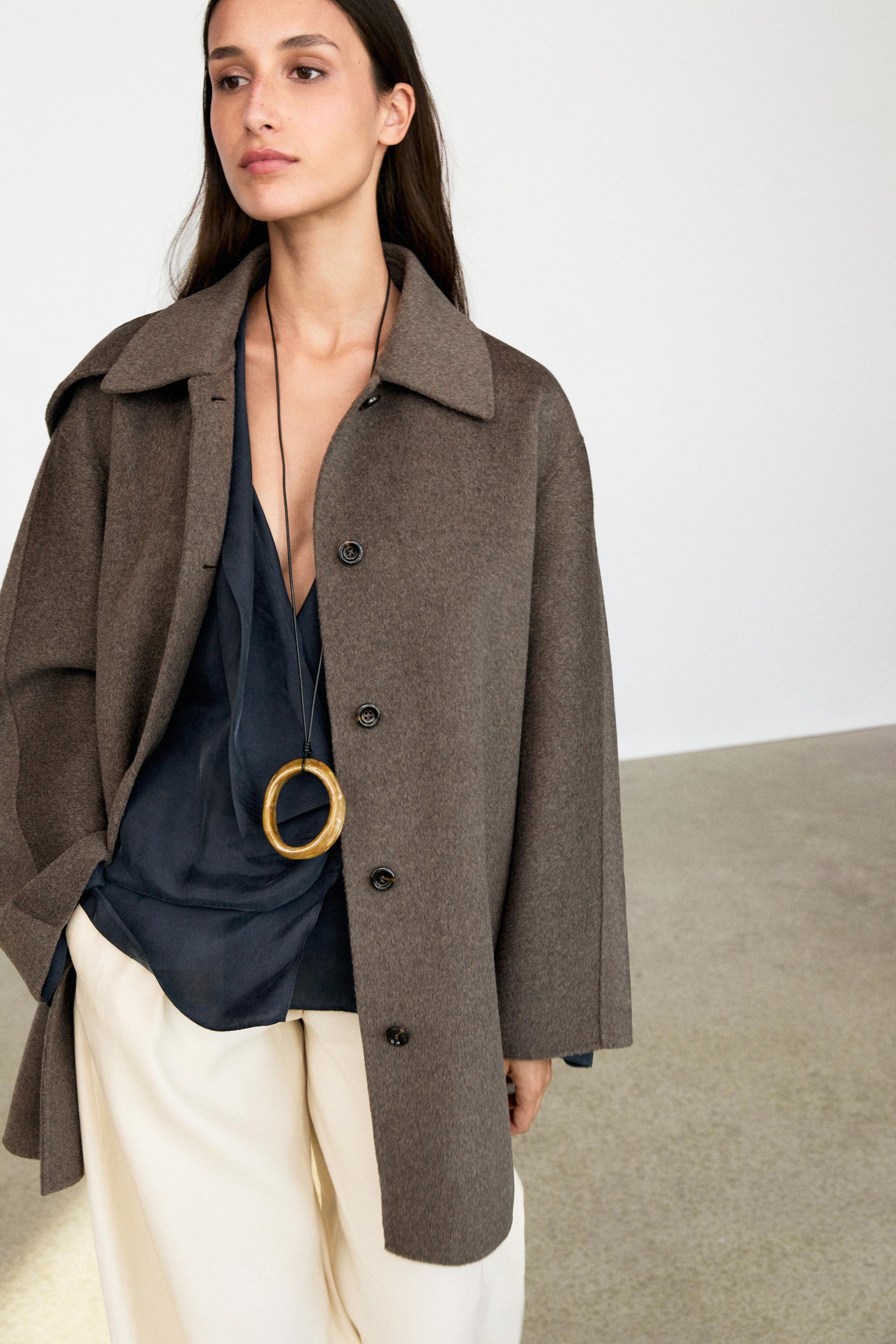 Melange wool blend coat Brown