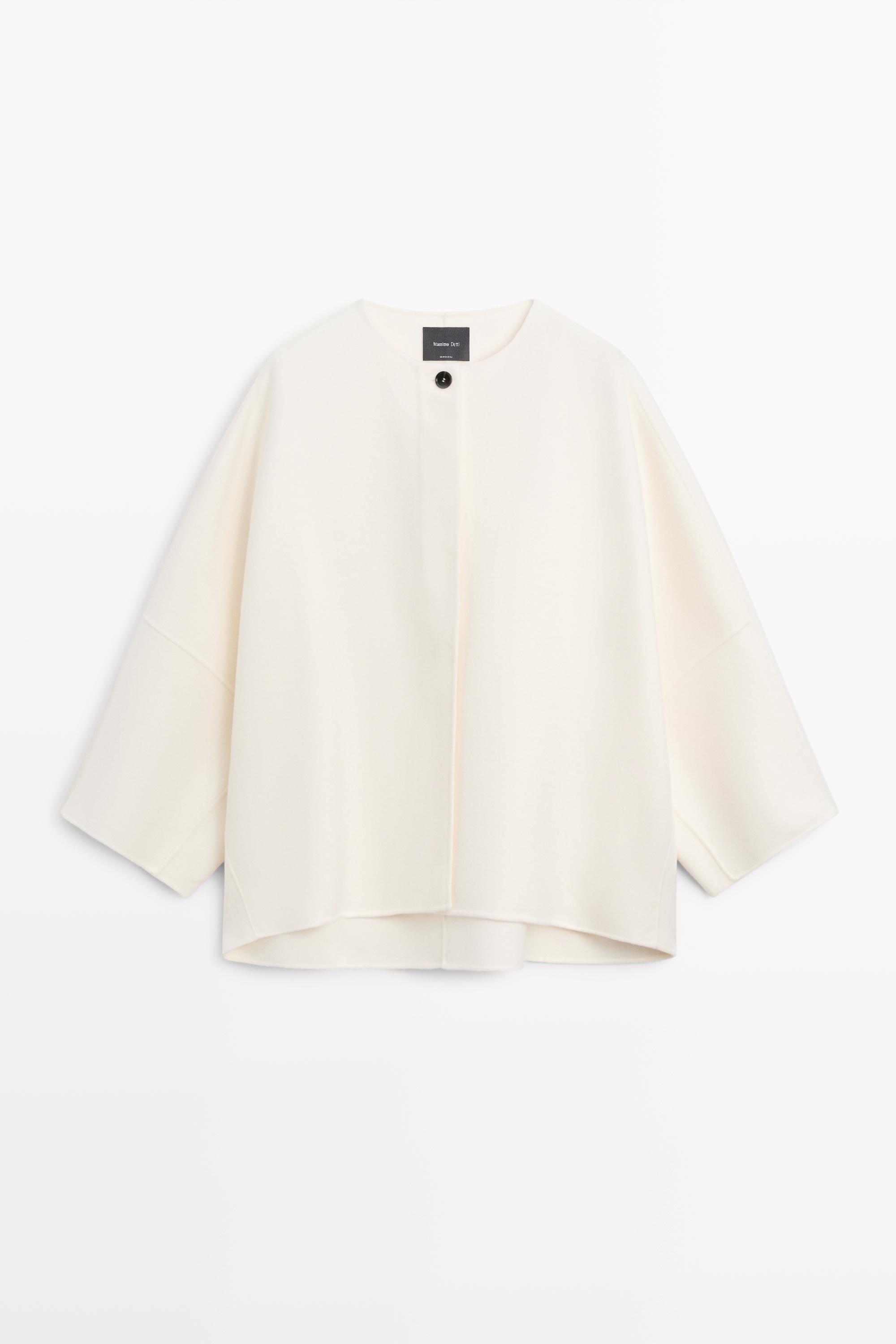 Wool blend voluminous cape coat Beige