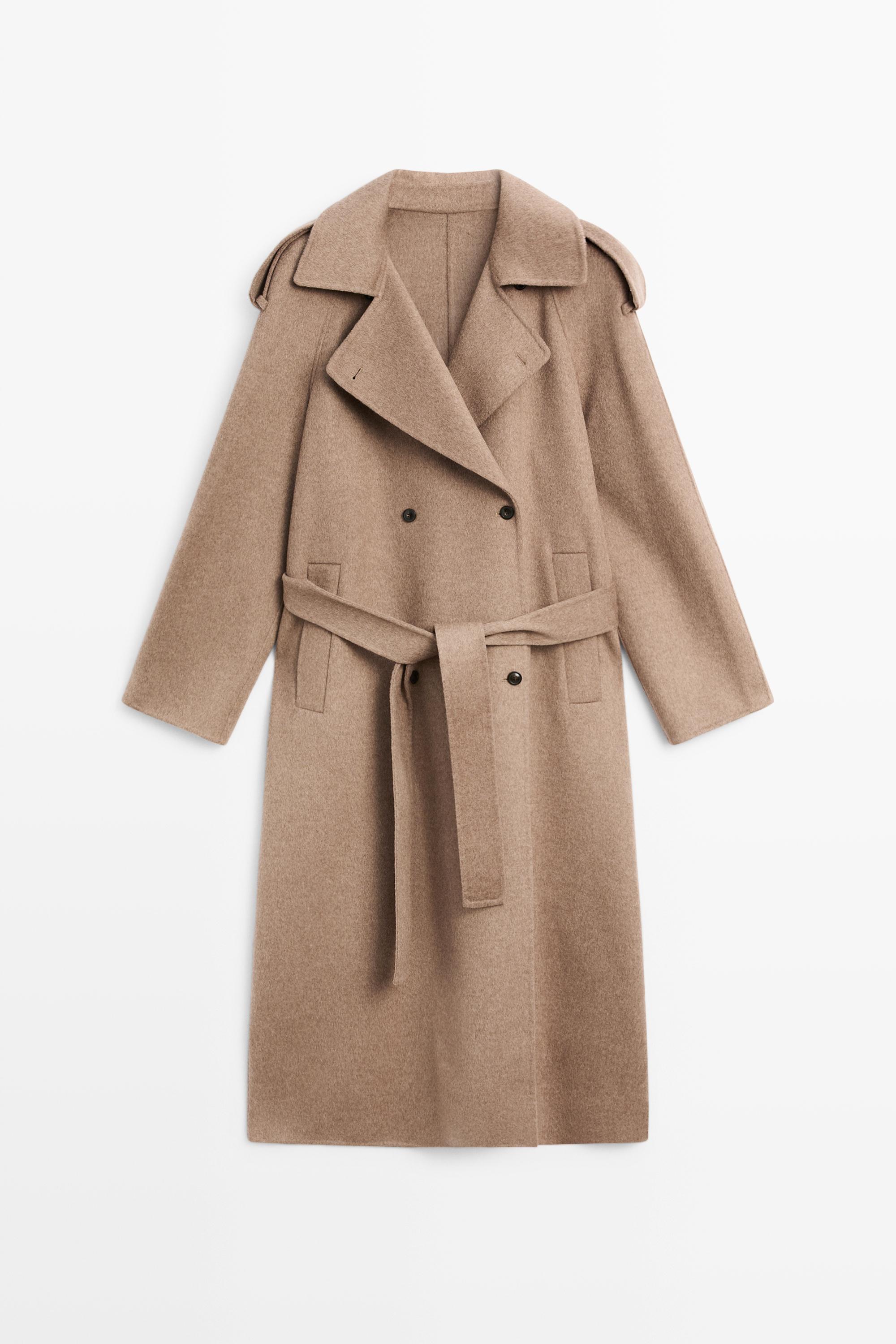 Long wool blend trench coat Taupe Grey