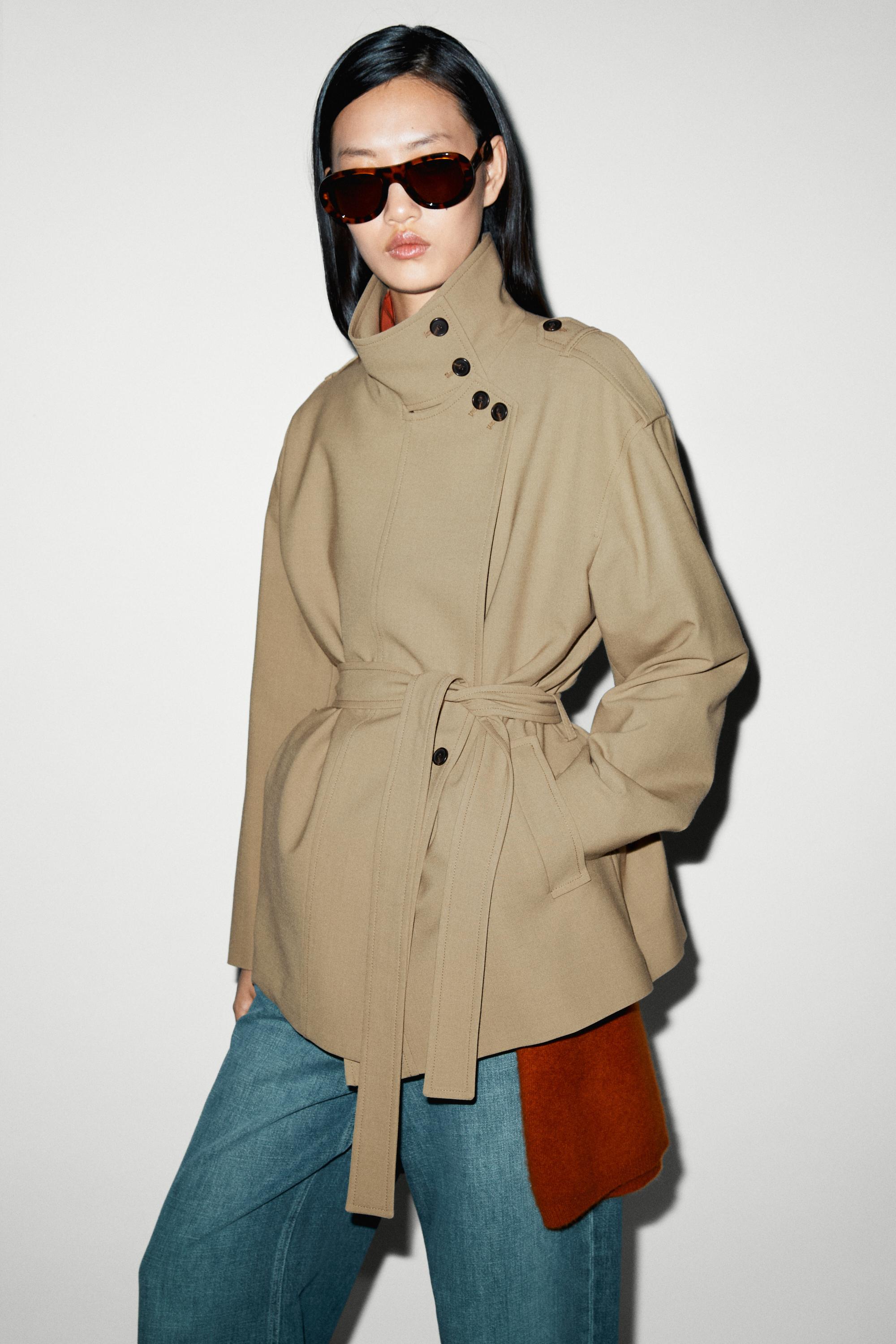 Mid-length belted trench coat Beige