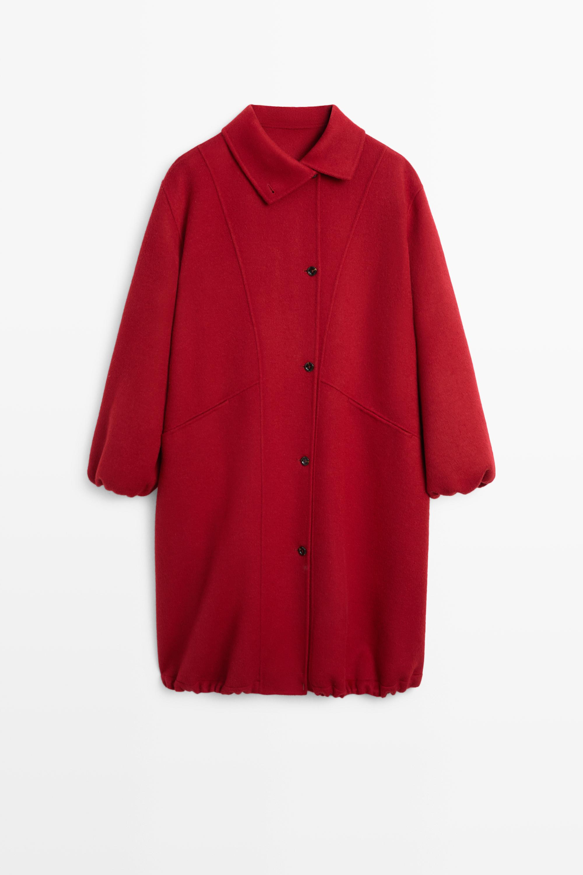 Long coat with asymmetrical collar detail Red