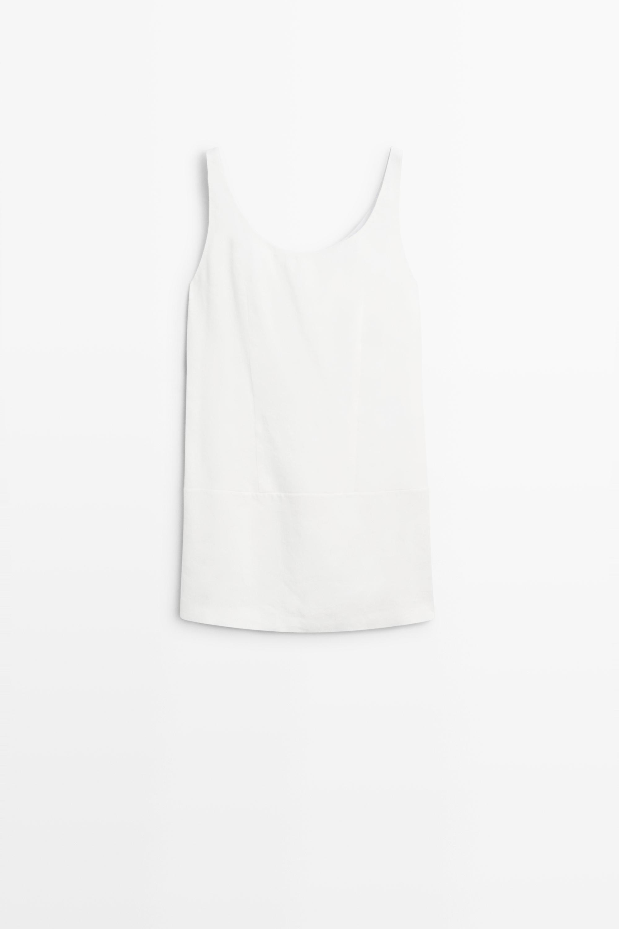 Flowing linen short dress White