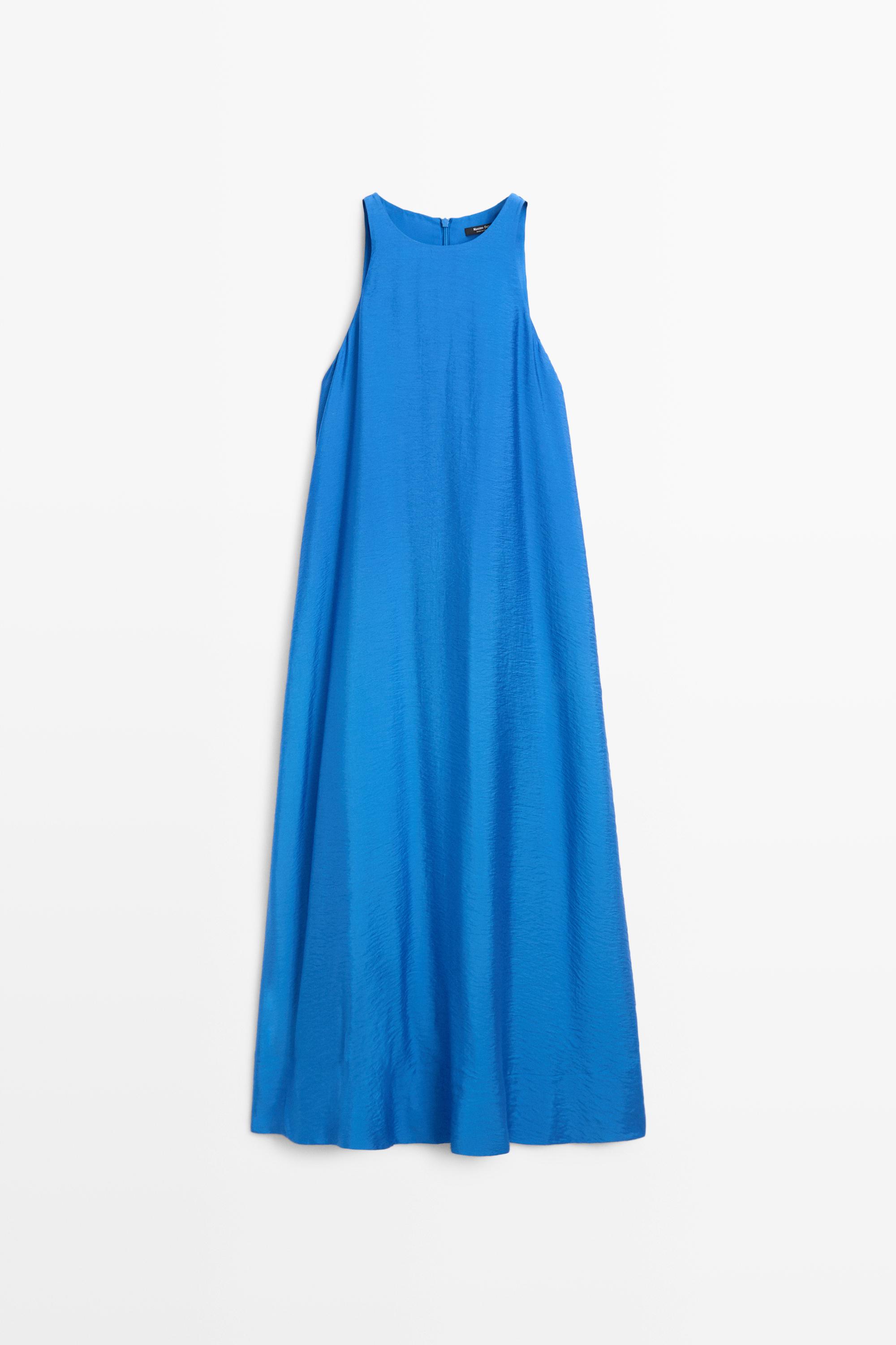 Flowing long halter dress Blue