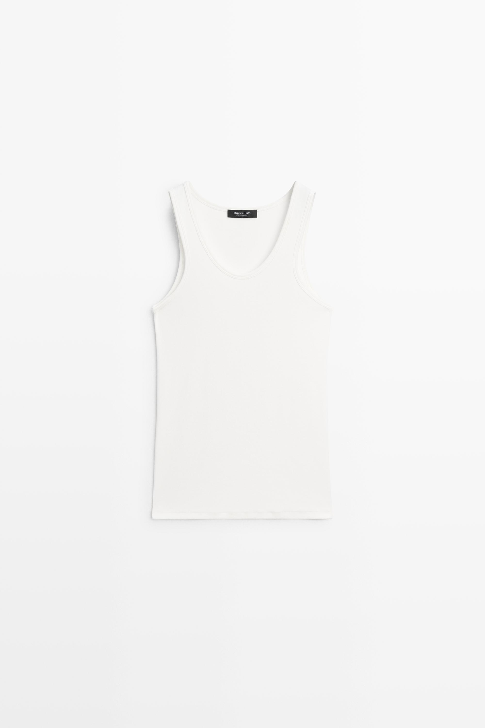 Cotton blend crew neck T-shirt White