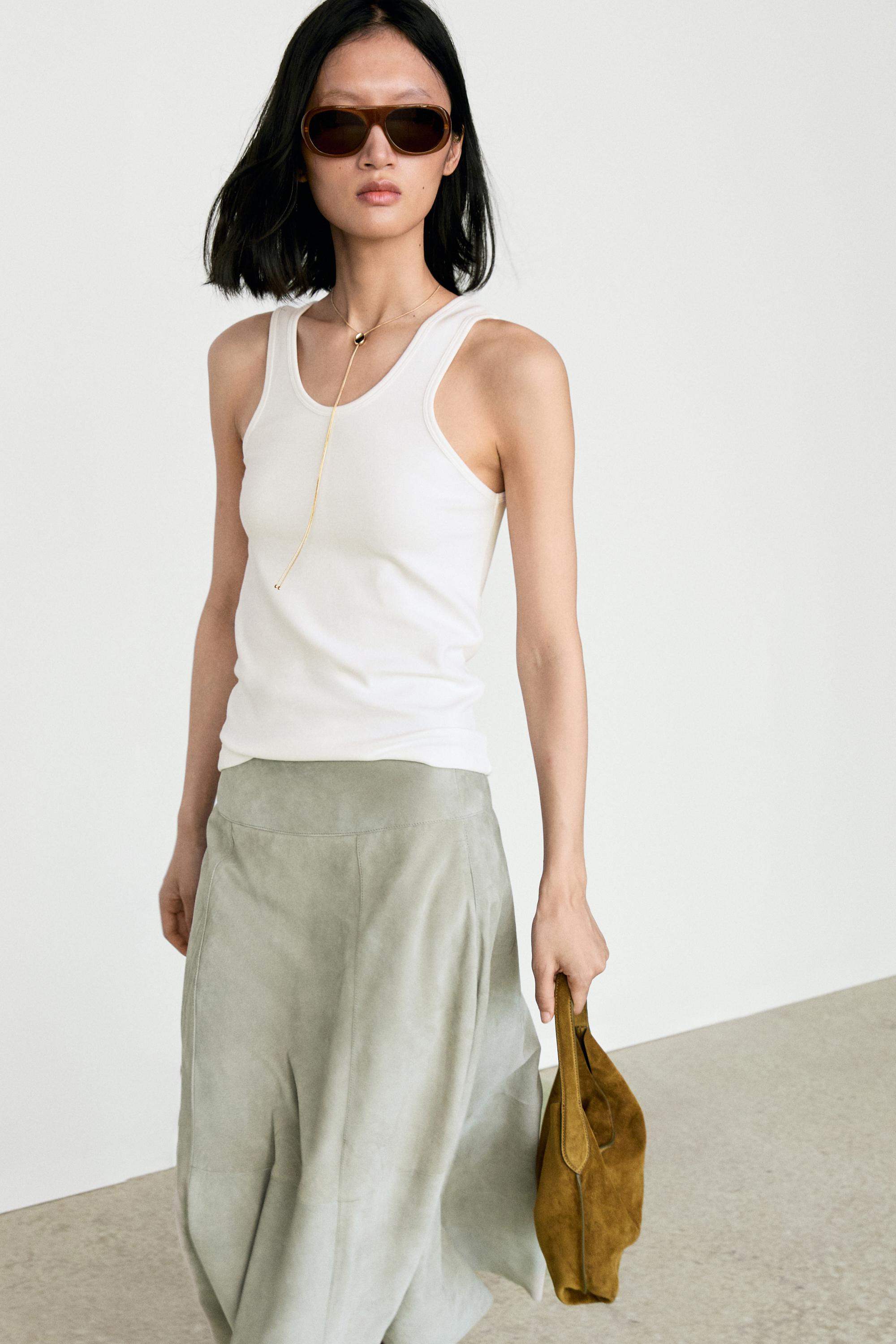 Cotton blend crew neck T-shirt White