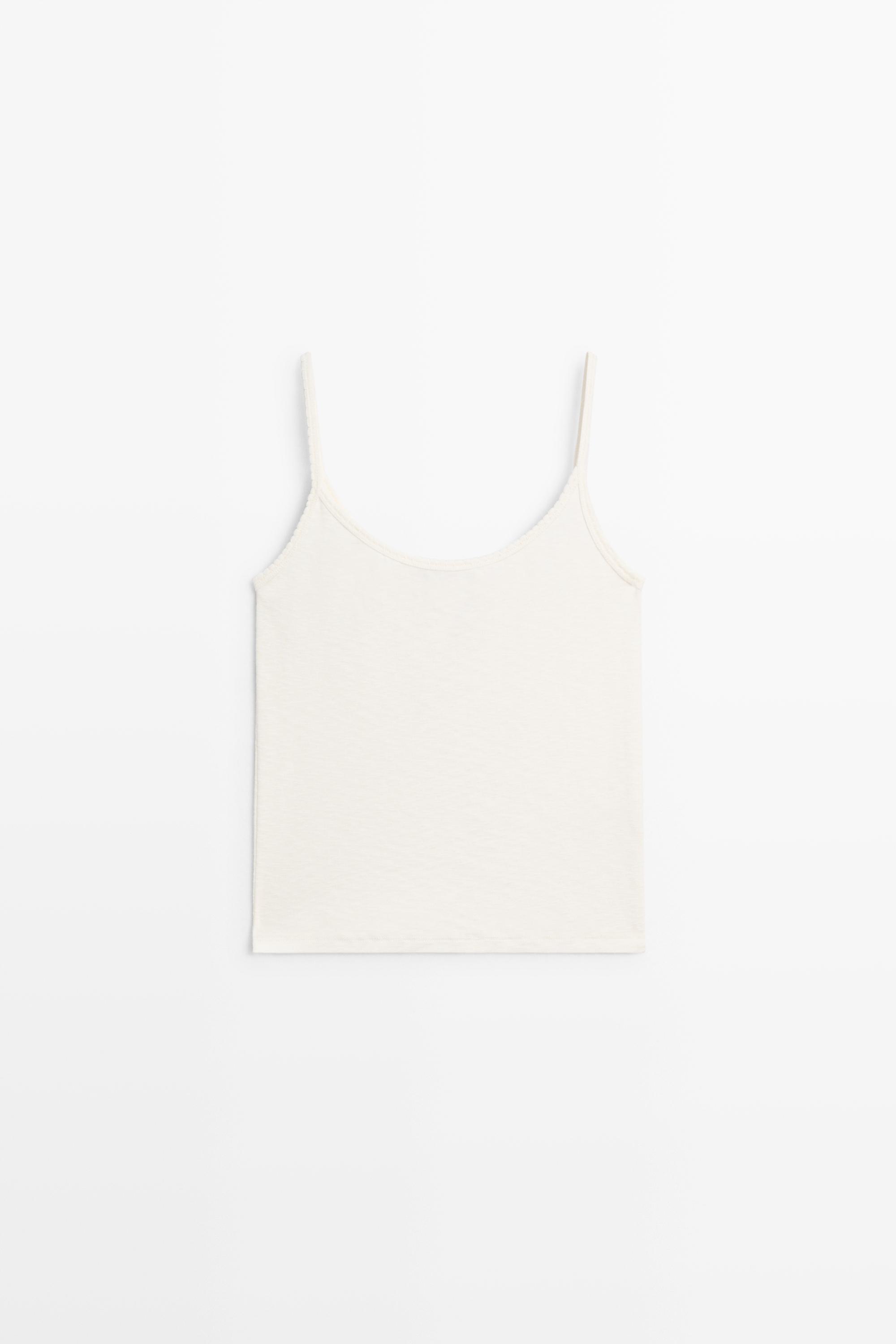 Cotton blend strappy top Off White