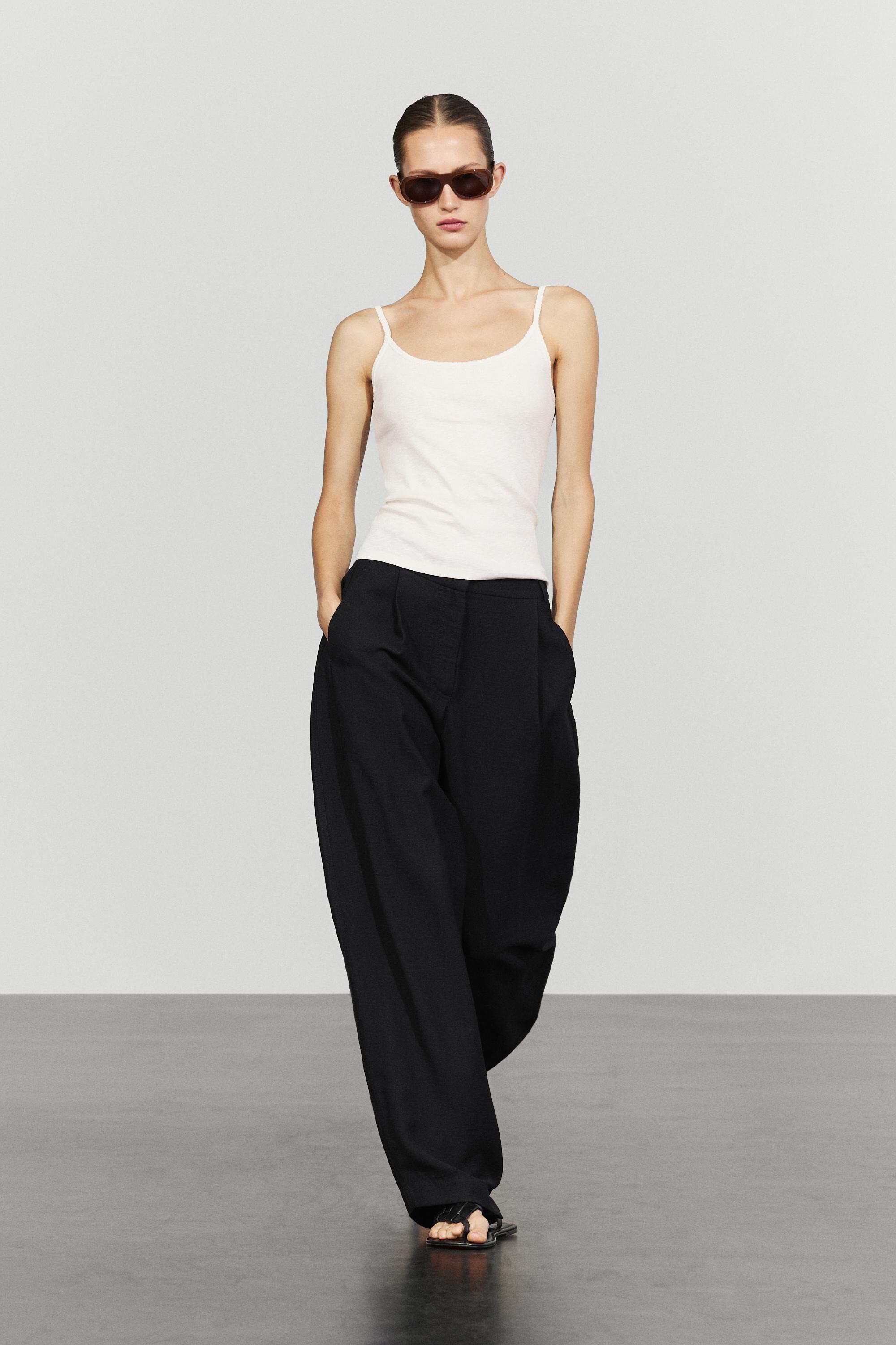 Cotton blend strappy top Off White