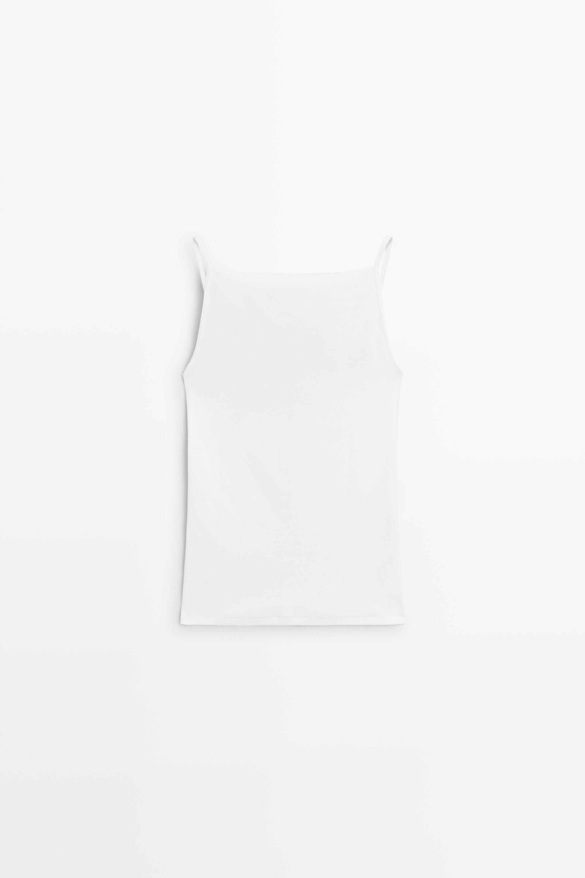 Cotton blend camisole top White