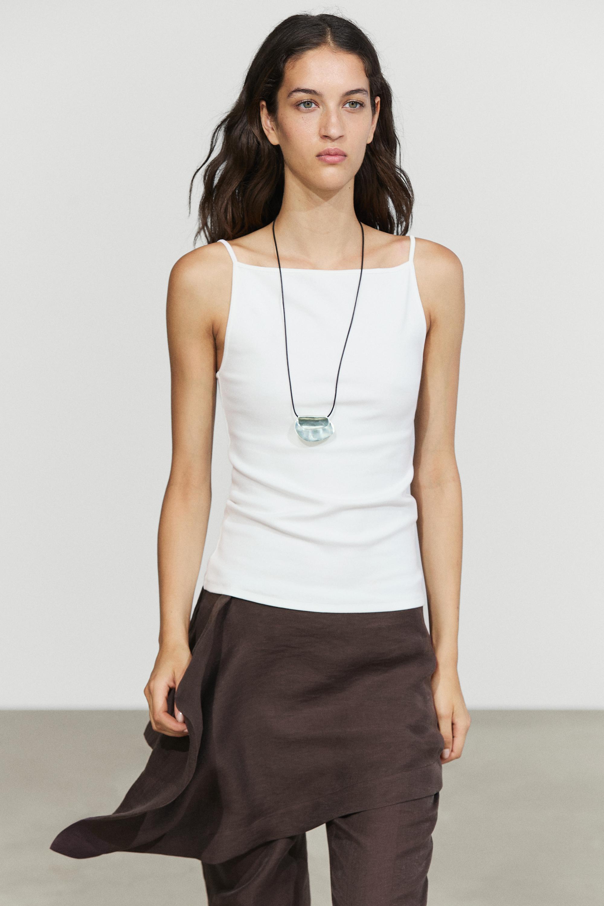 Cotton blend camisole top White