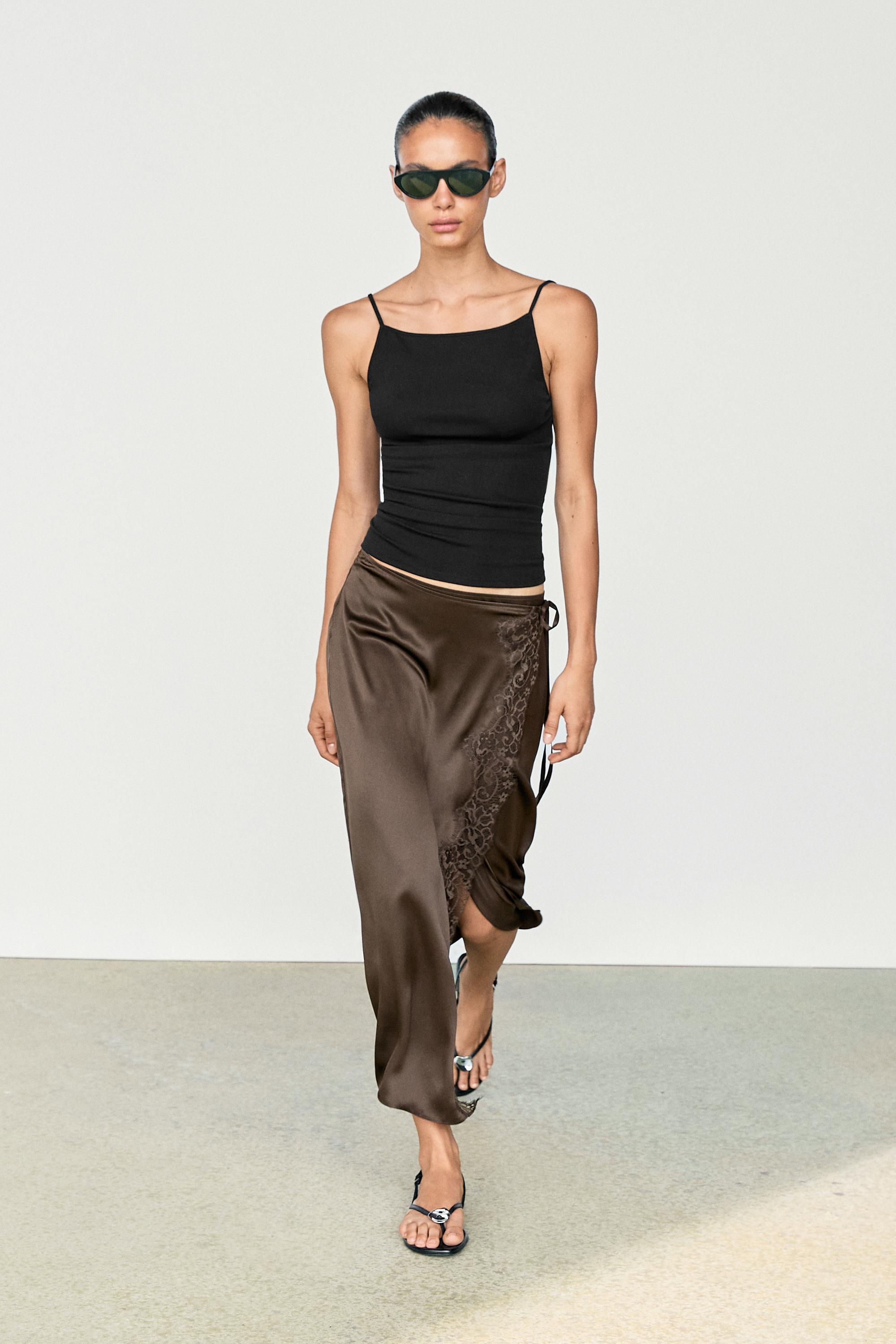 Cotton blend camisole top Black
