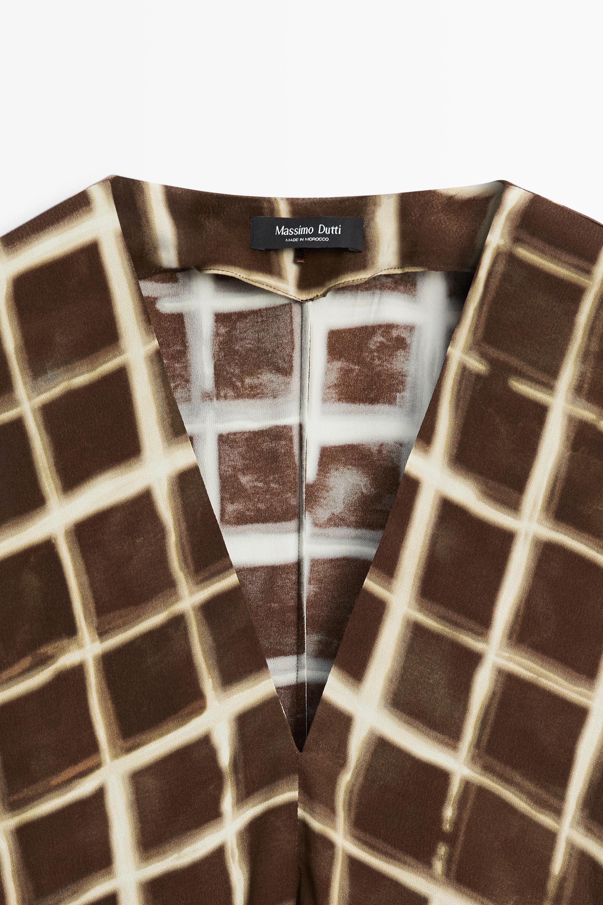Flowy dress with printed sash detail Chocolate