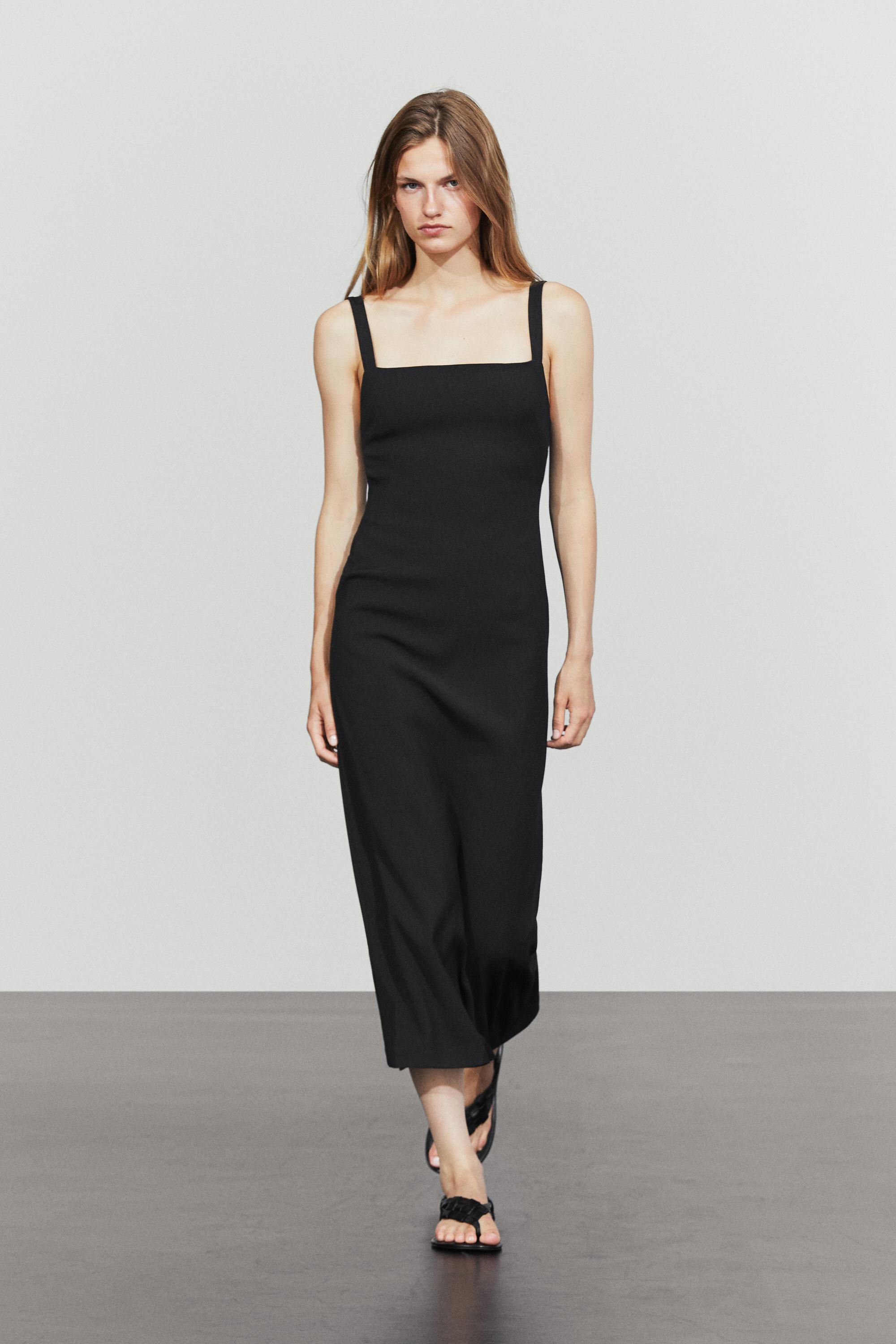 Strappy midi dress Black