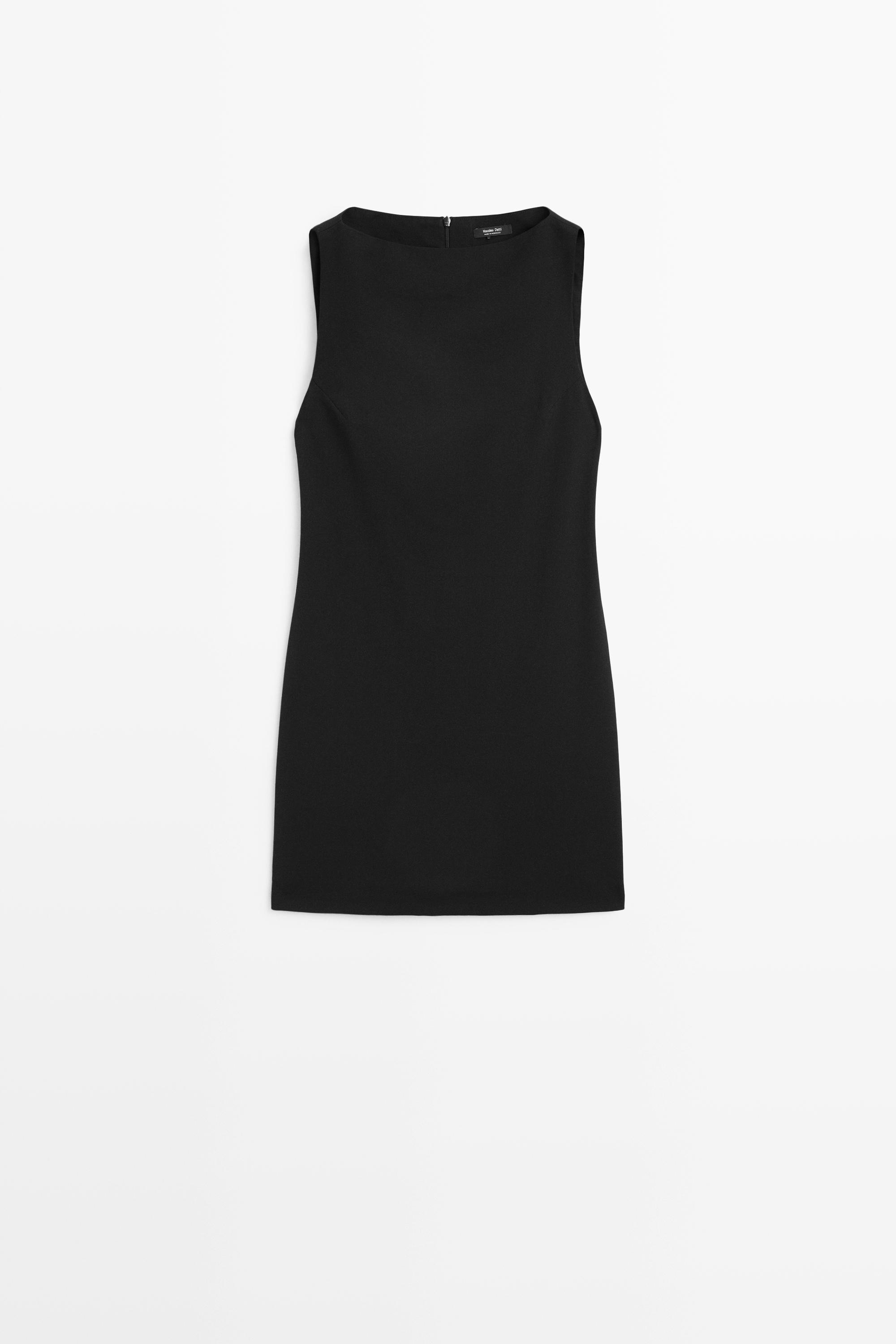 Boat neck mini dress Black