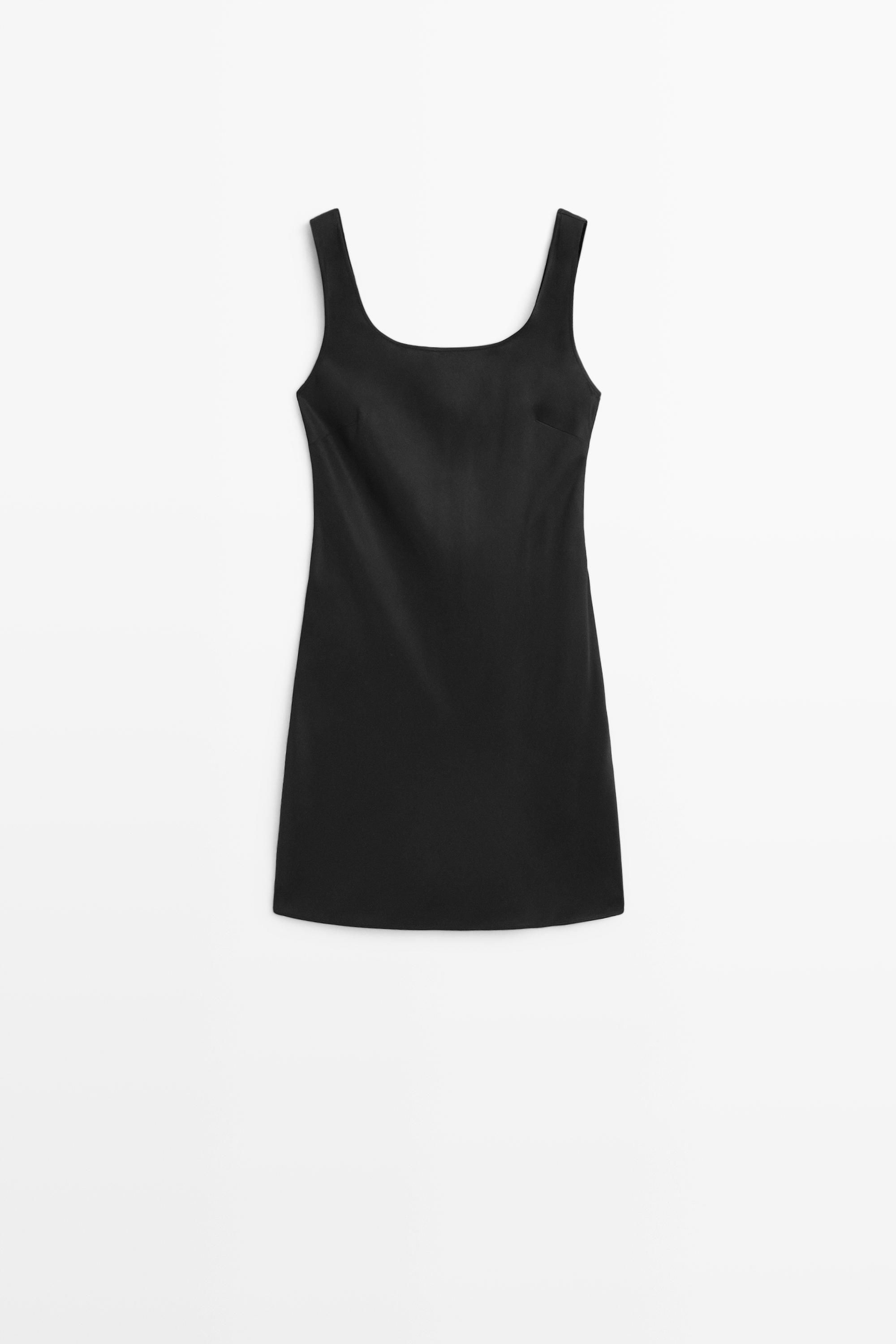 Flowing short strap dress Black