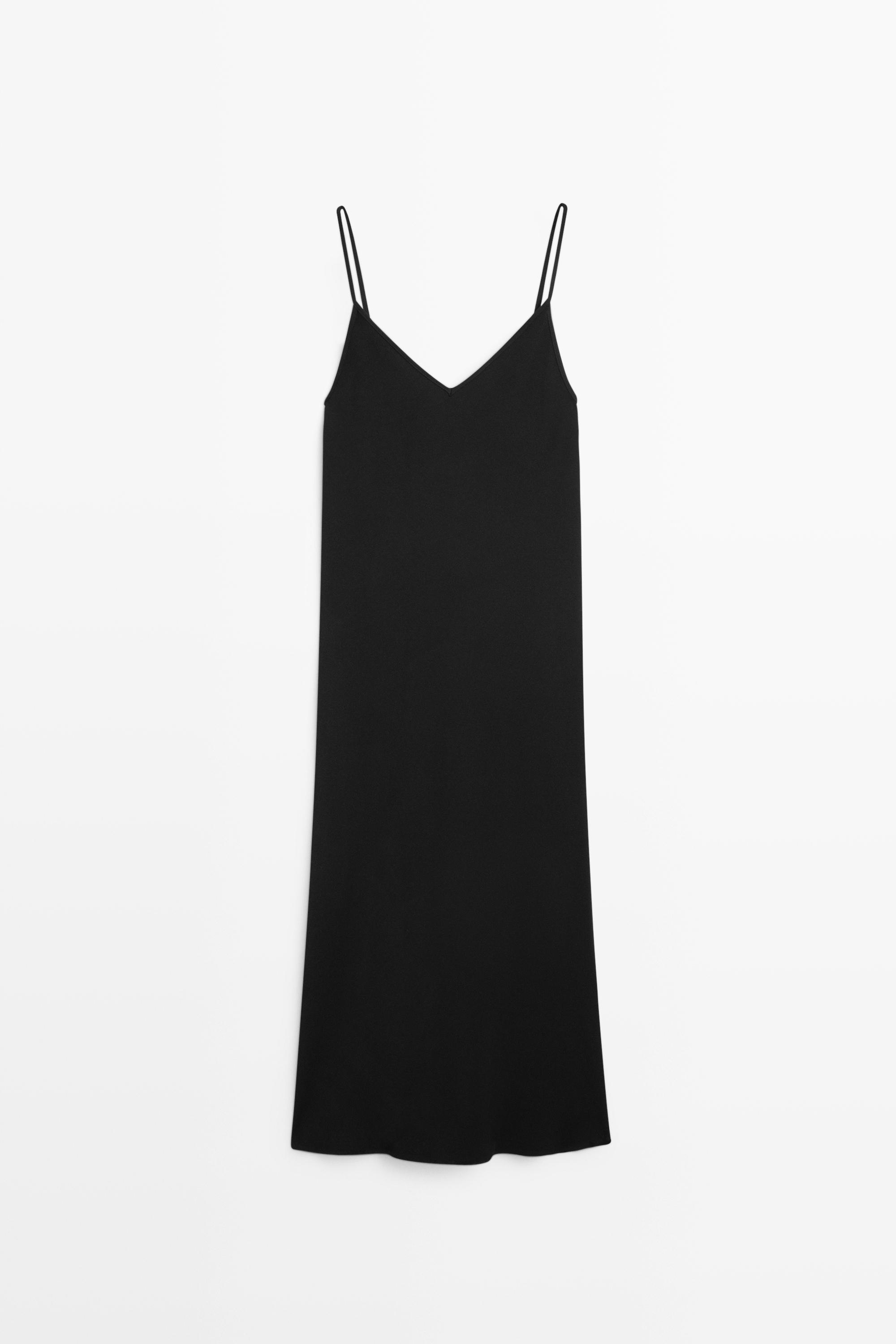 Flowing spaghetti strap midi dress Black