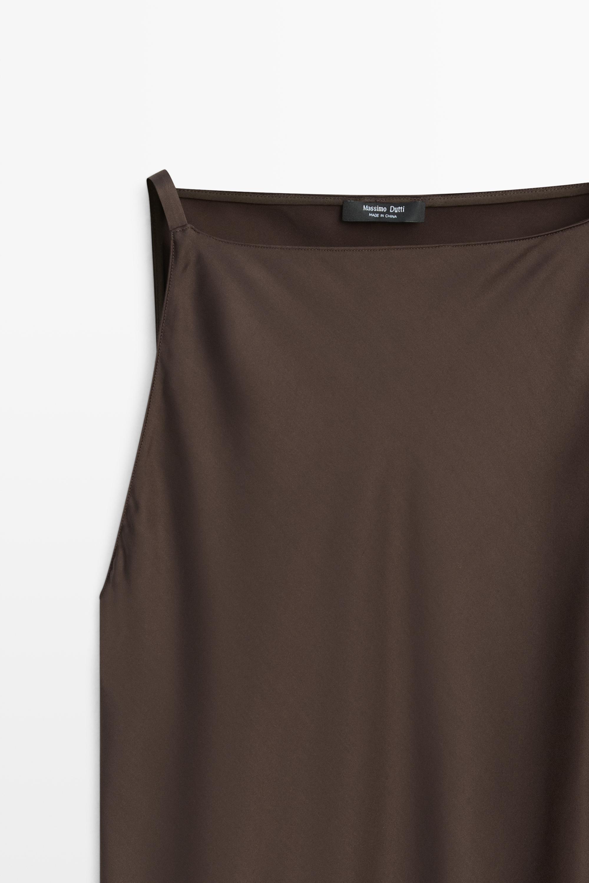 Satin flowing midi dress Brown