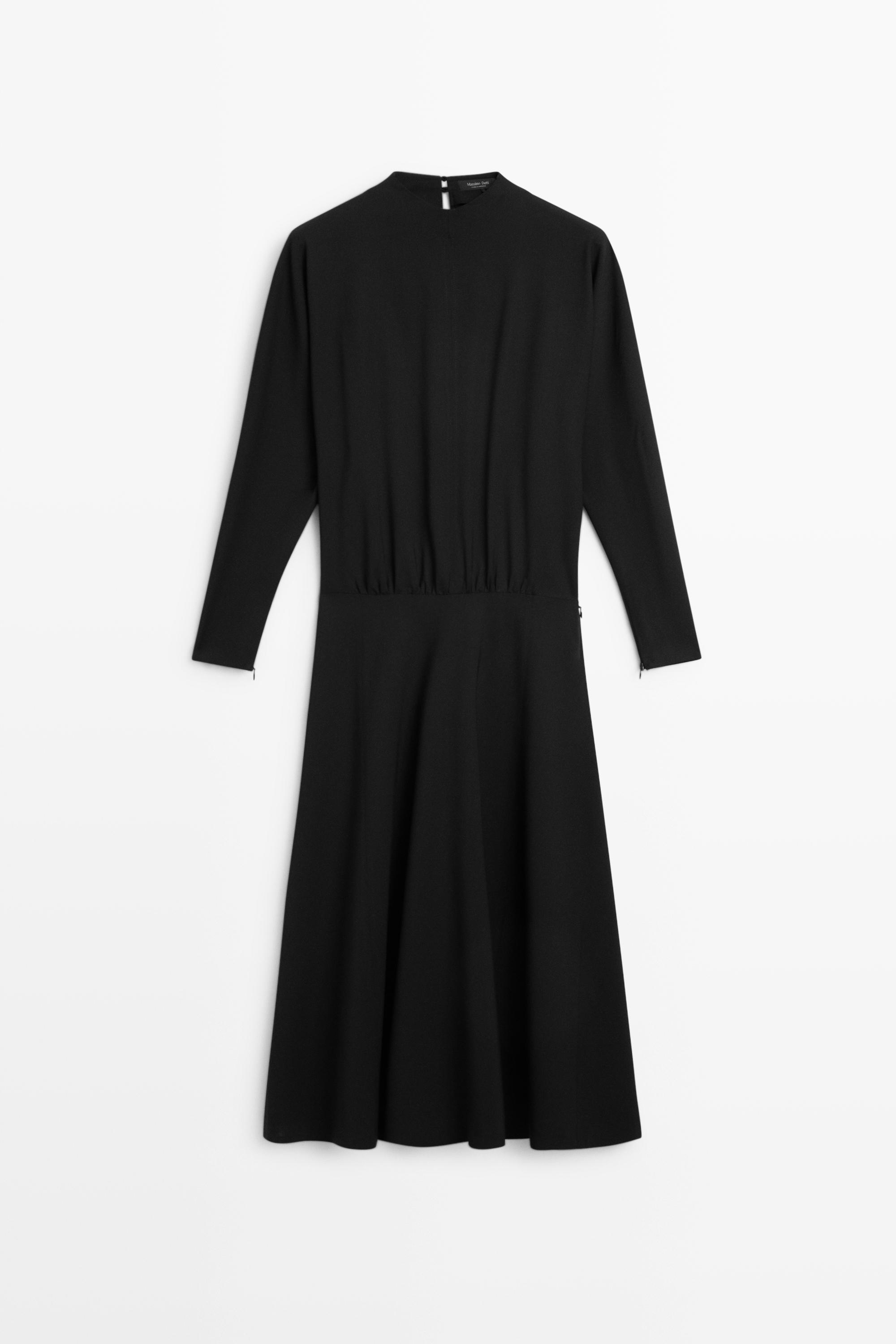 Long sleeve midi dress Black