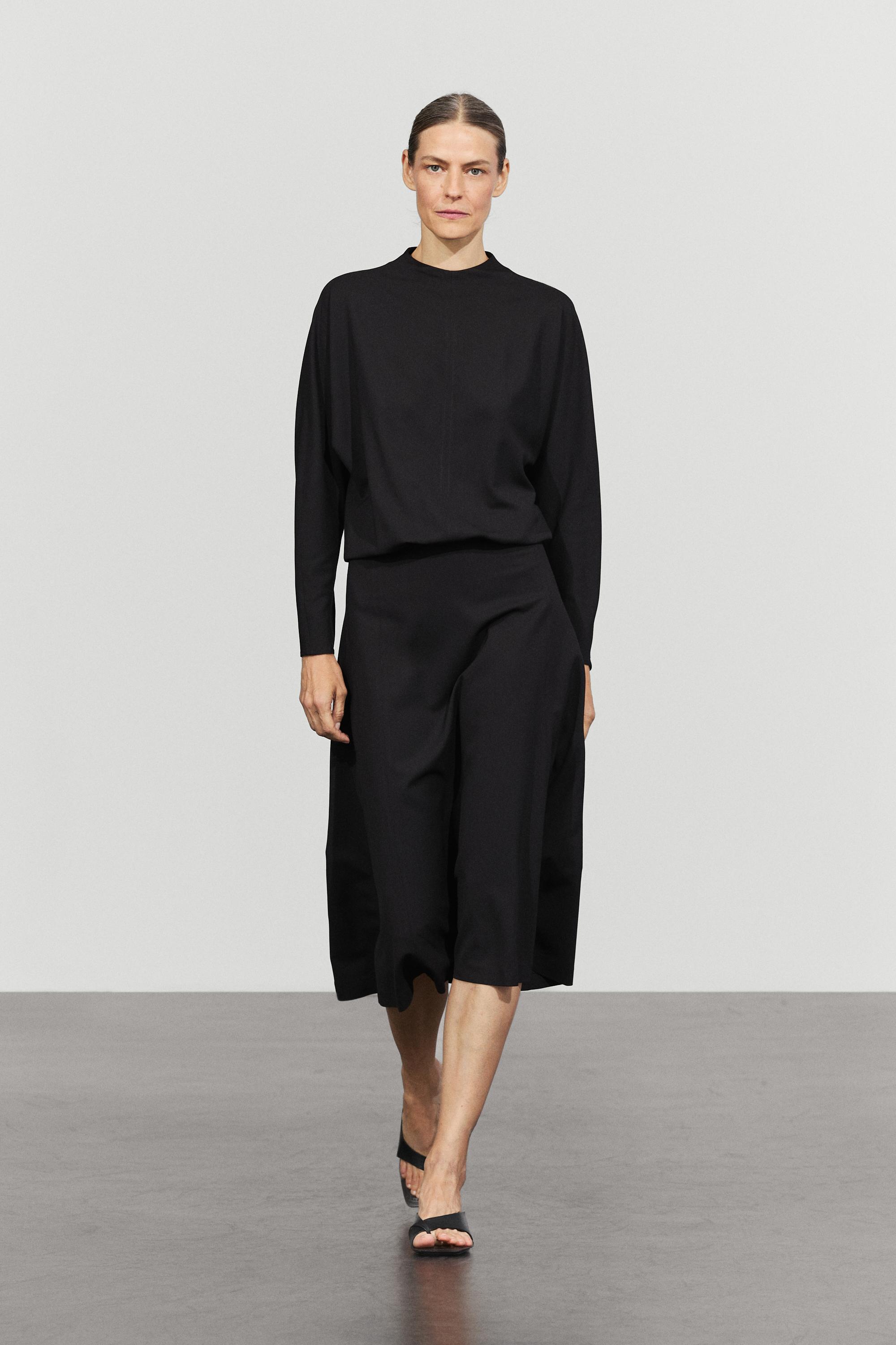 Long sleeve midi dress Black
