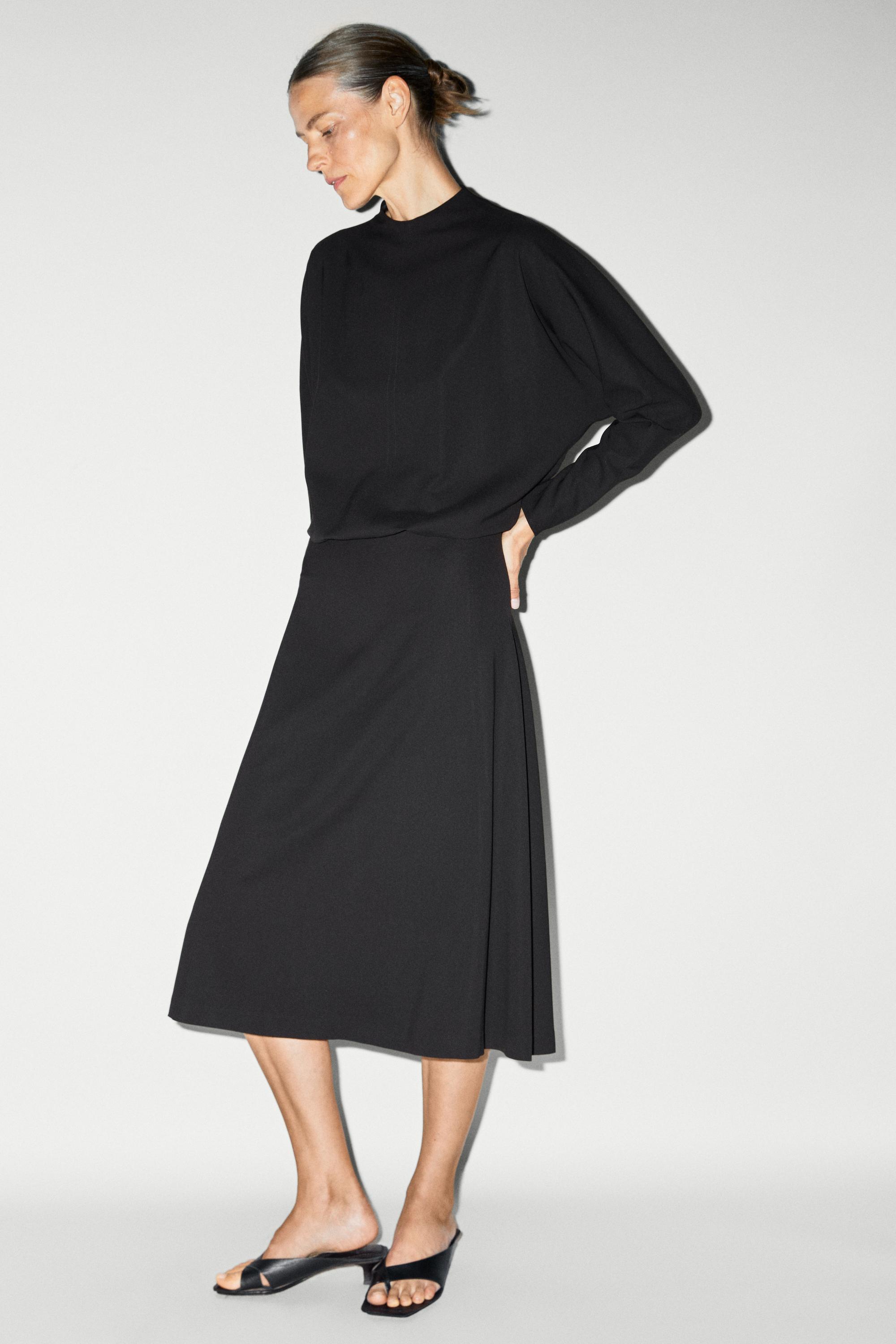Long sleeve midi dress Black