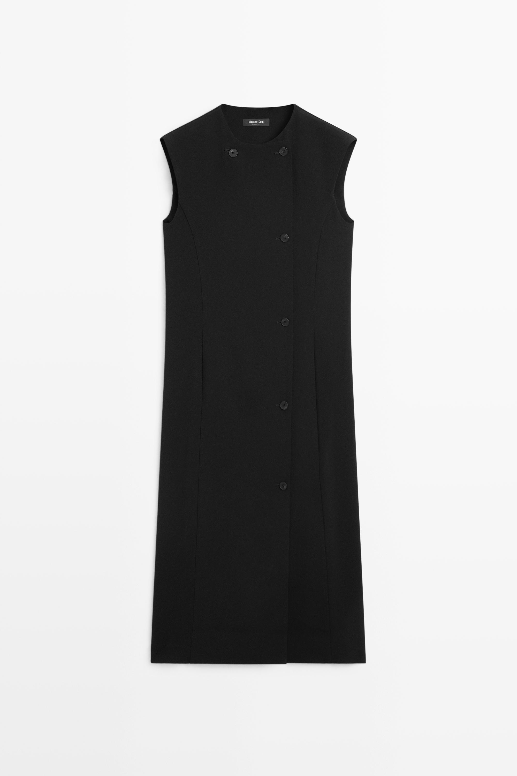 Buttoned midi dress Black