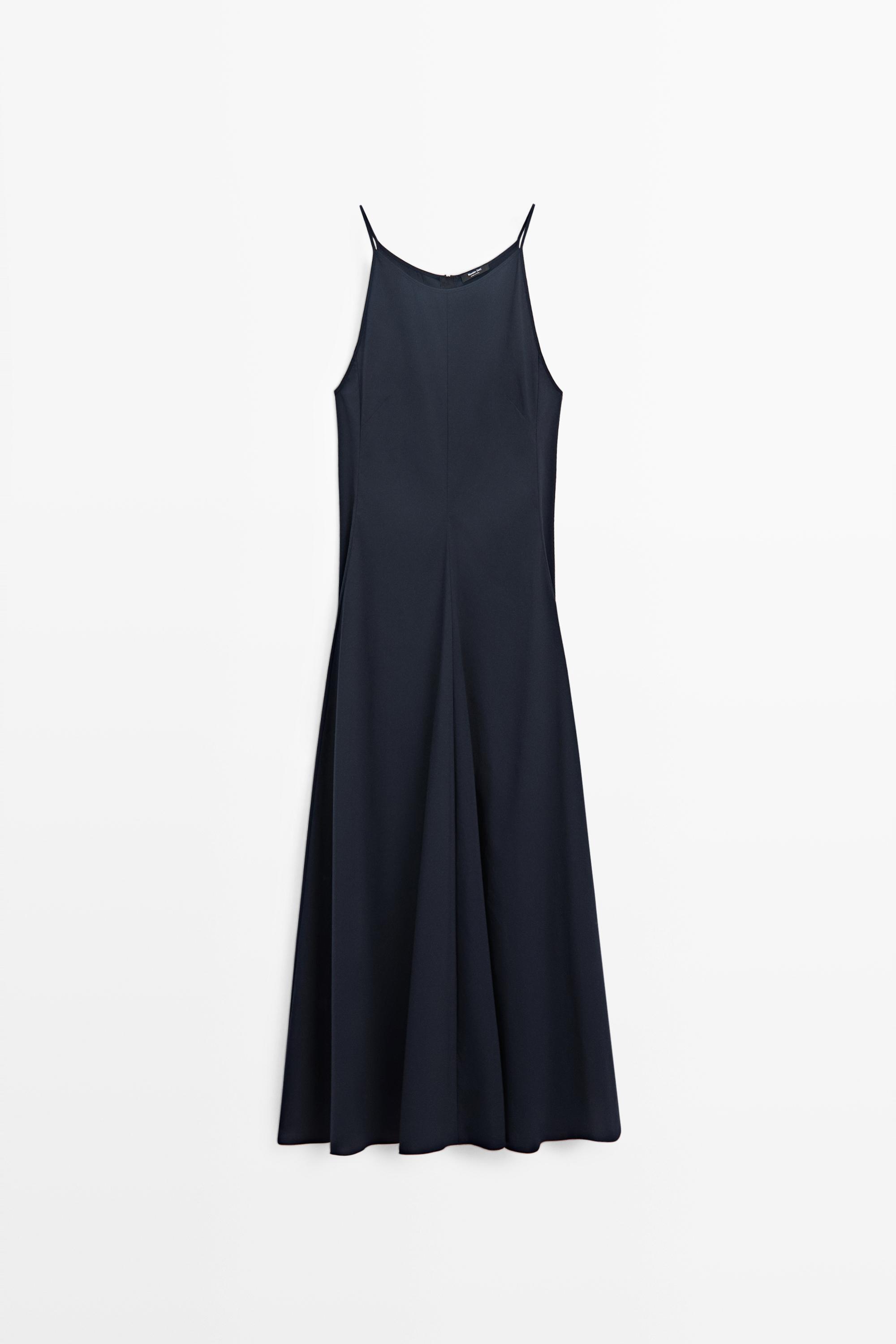 Poplin dress with thin straps Blue