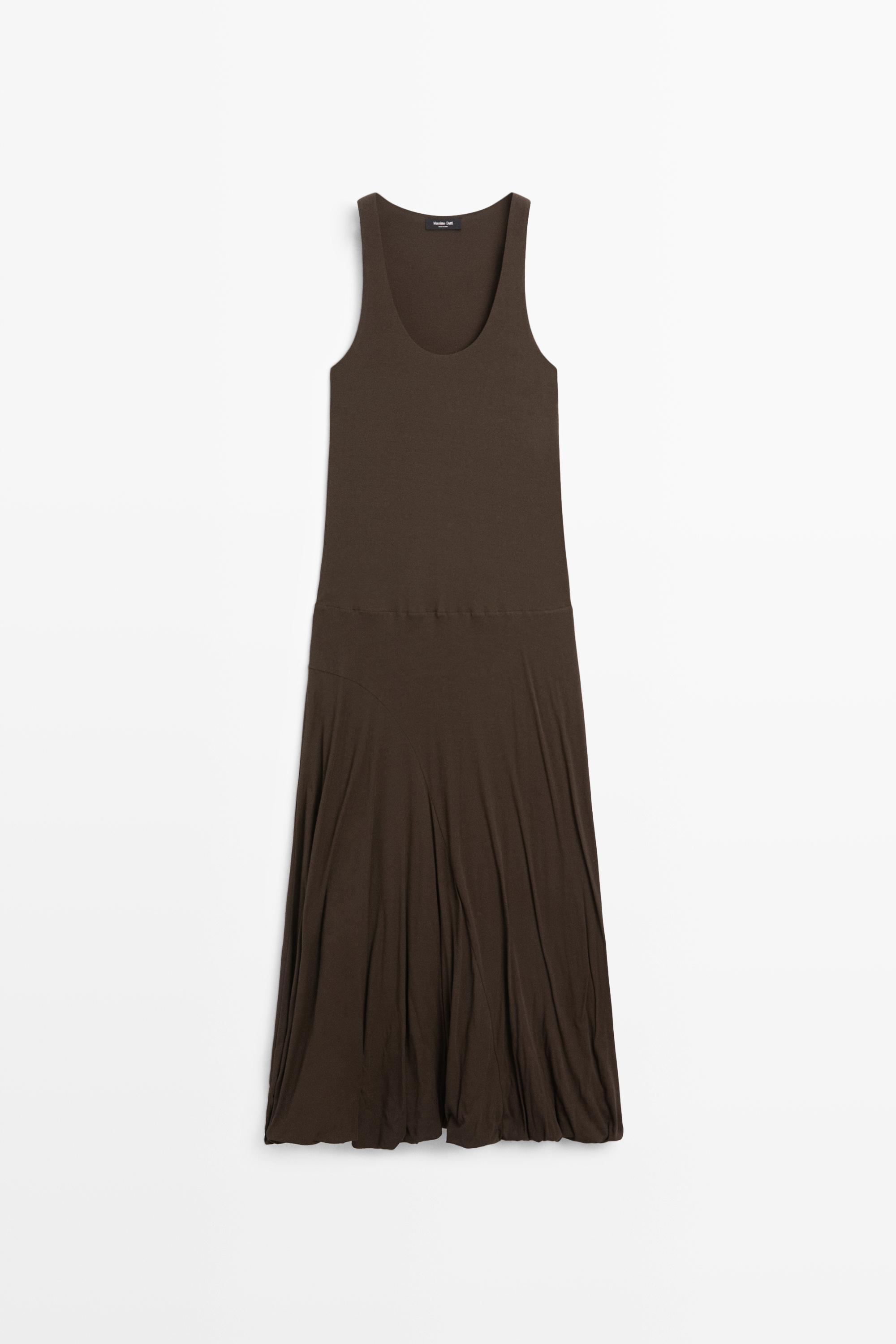 Midi dress with puffed detail Khaki