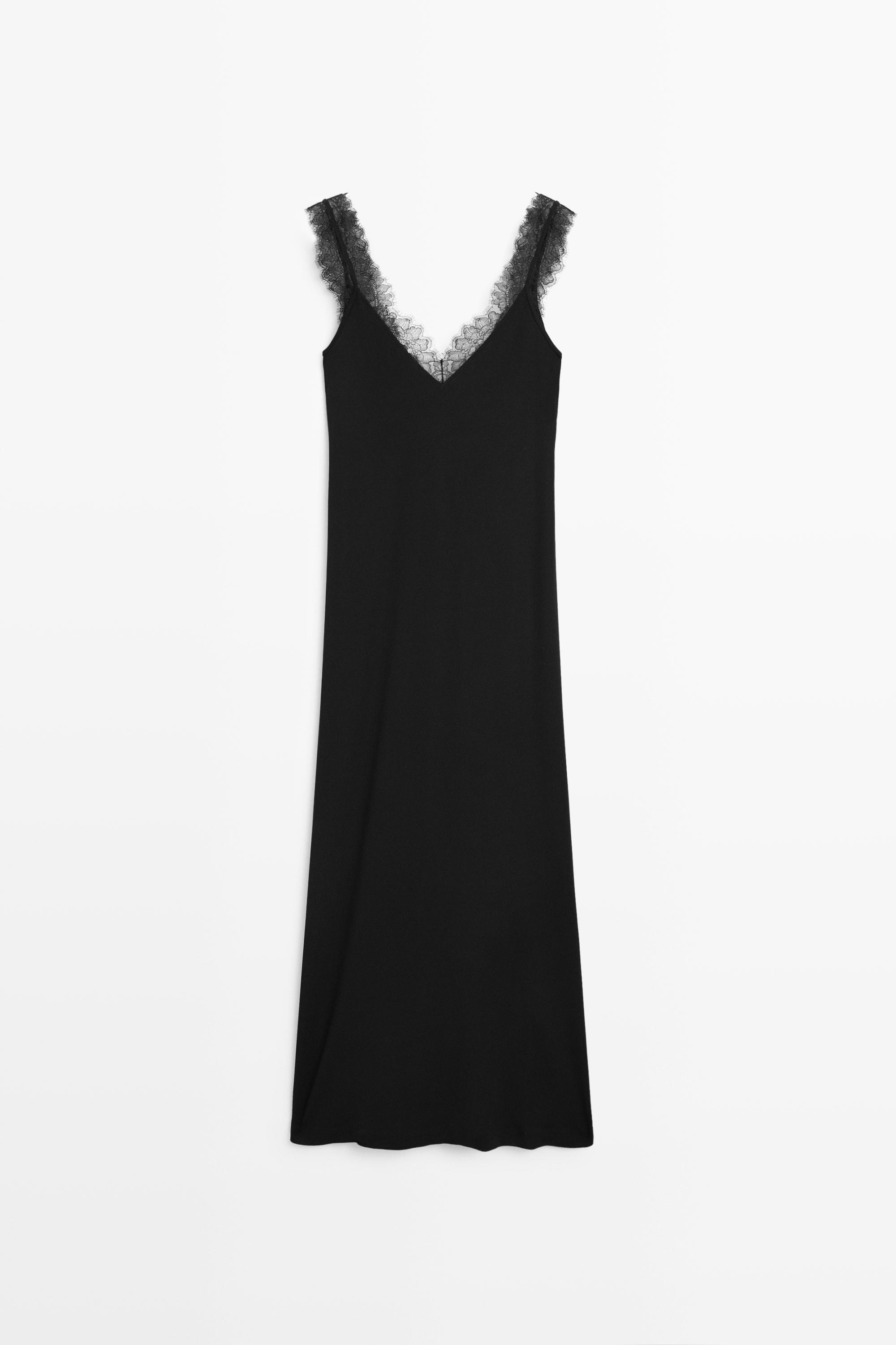 Flowing lingerie midi dress Black