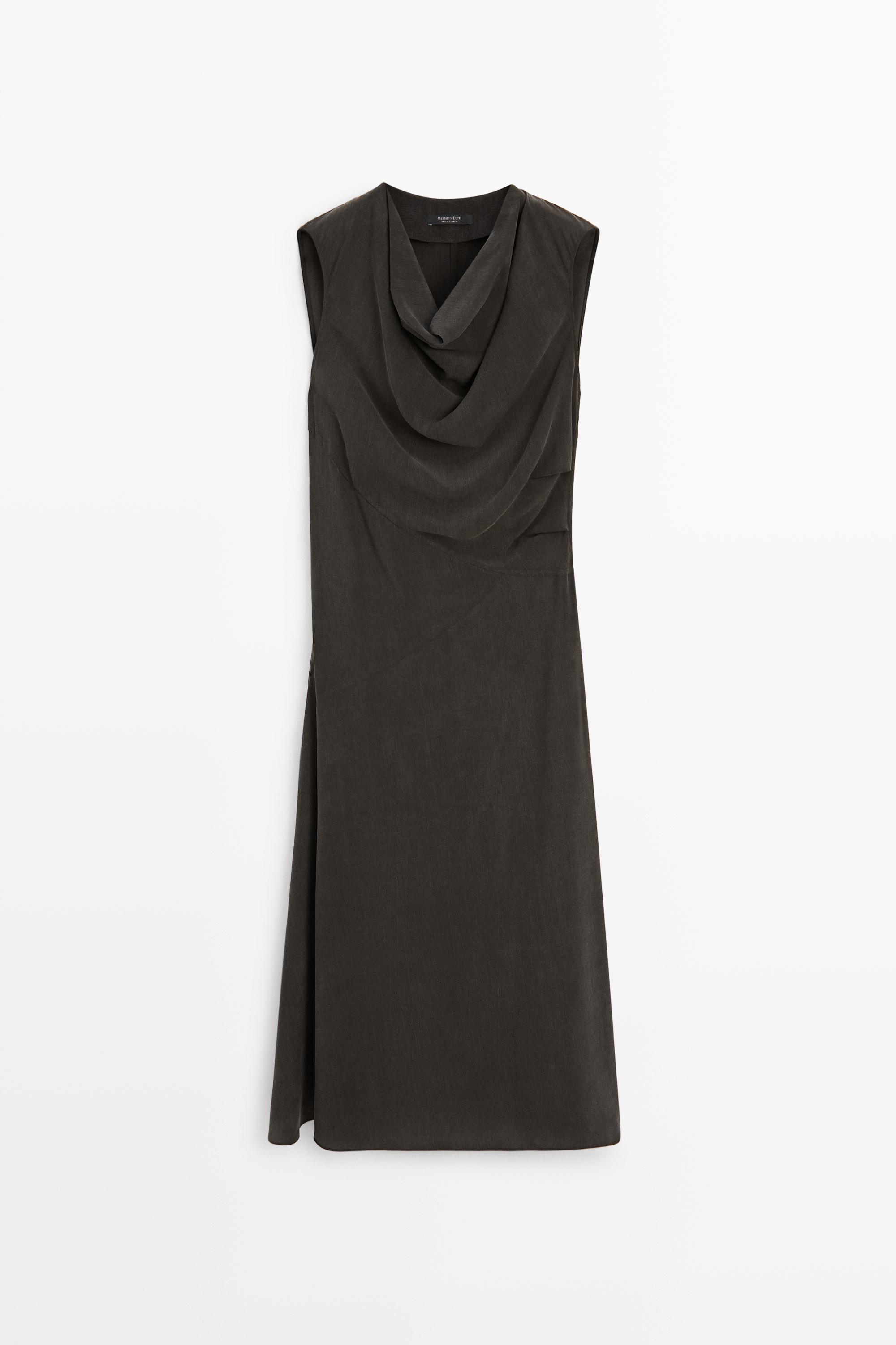 Draped detail midi dress Chocolate